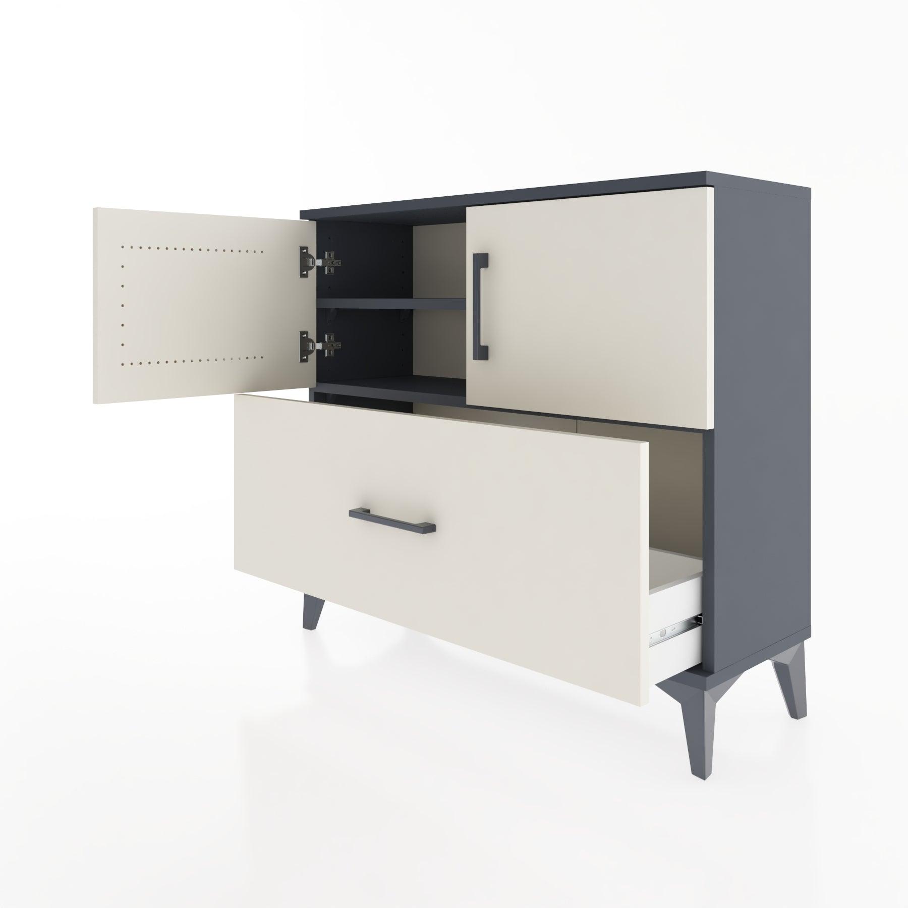 Woodntry Modüler Şifonyer Kapak ve Çekmeceli V2 88x30x68 cm Antrasit - Woodntry