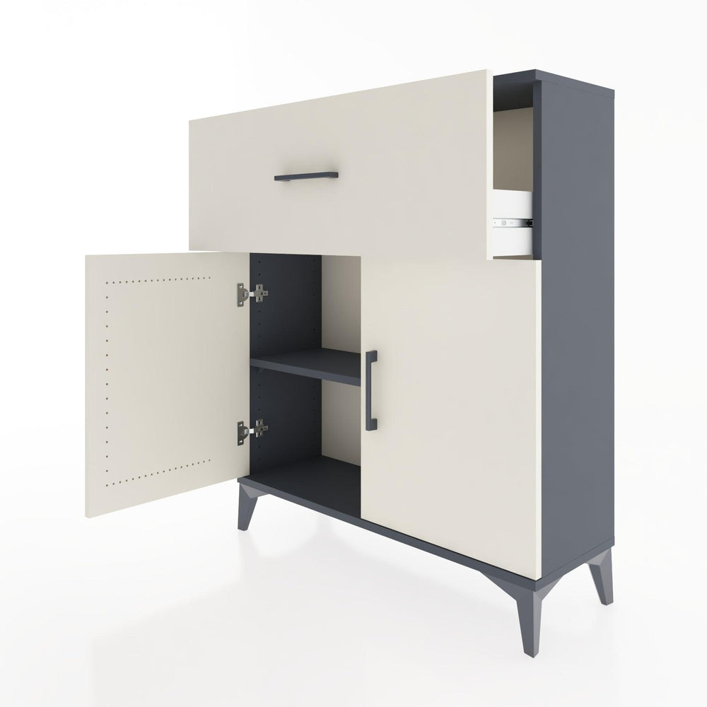 Woodntry Modüler Şifonyer Antrasit 88x30x94 cm Kapaklı ve Çekmeceli KC9-2