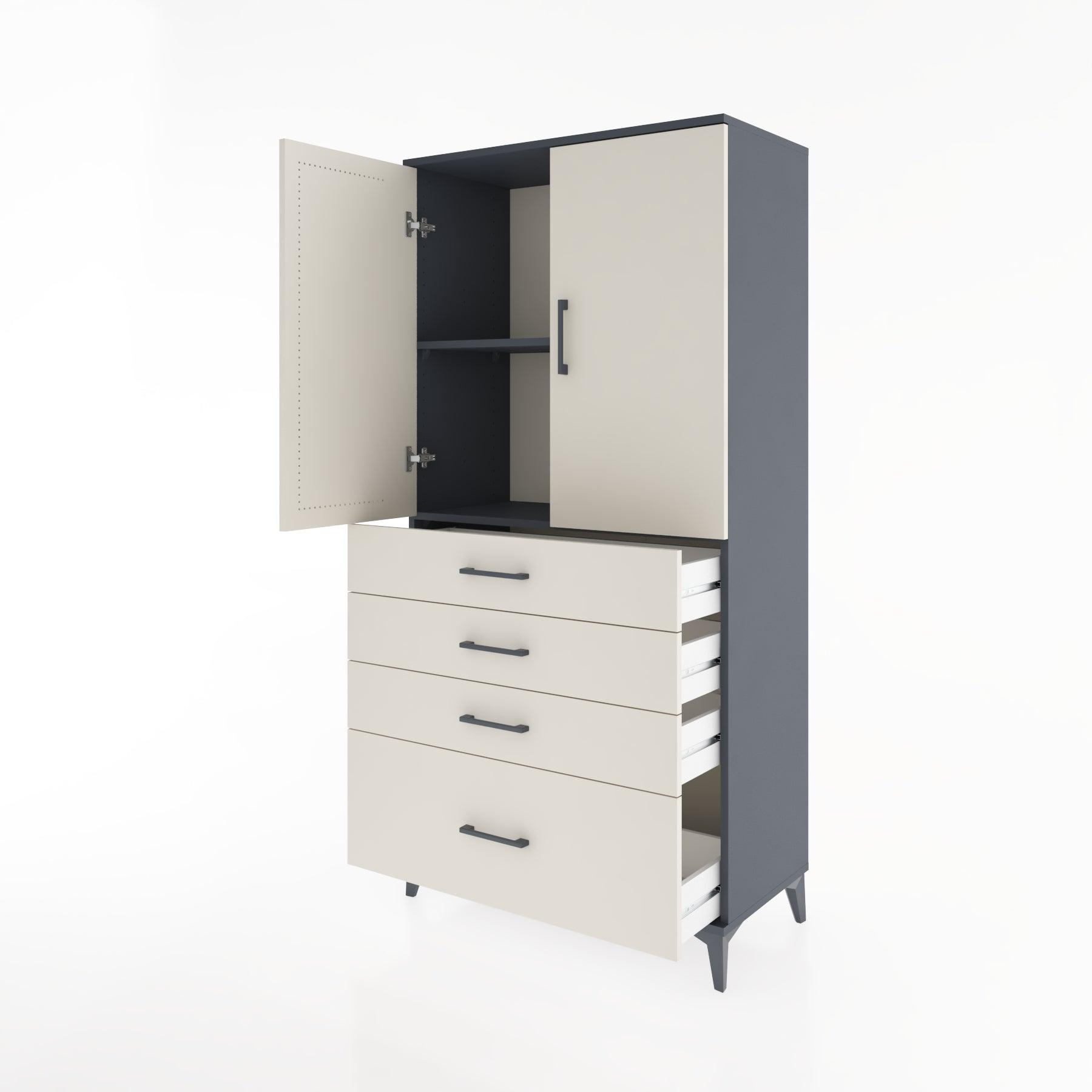 Woodntry Modular Cabinet Anthracite 88x44x170 cm with Doors and Drawers KC13-2