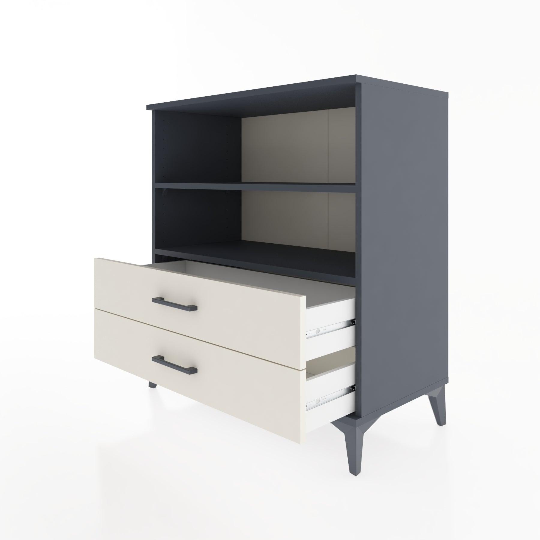Woodntry Modüler Şifonyer Antrasit 88x44x84 cm Çekmeceli ve Raflı CR16-2