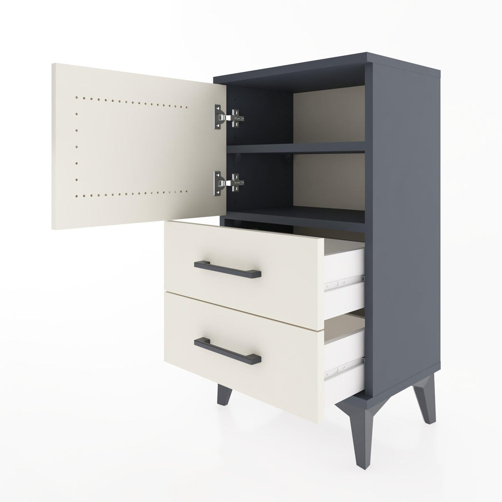 Woodntry Modüler Komodin Kapaklı 2 Çekmeceli 44x30x68 cm Antrasit - Woodntry