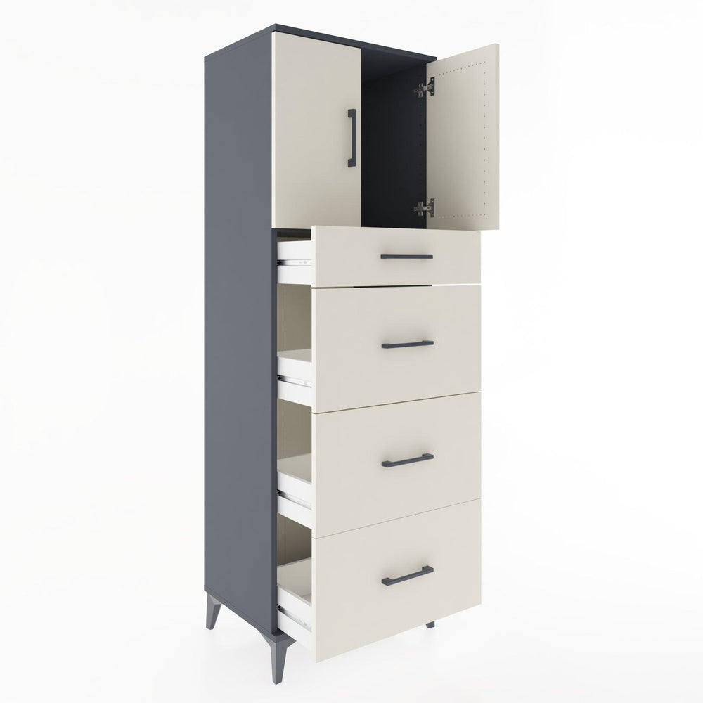Woodntry Modular Cabinet Anthracite 60x44x170 cm with Doors and Drawers KC23-2