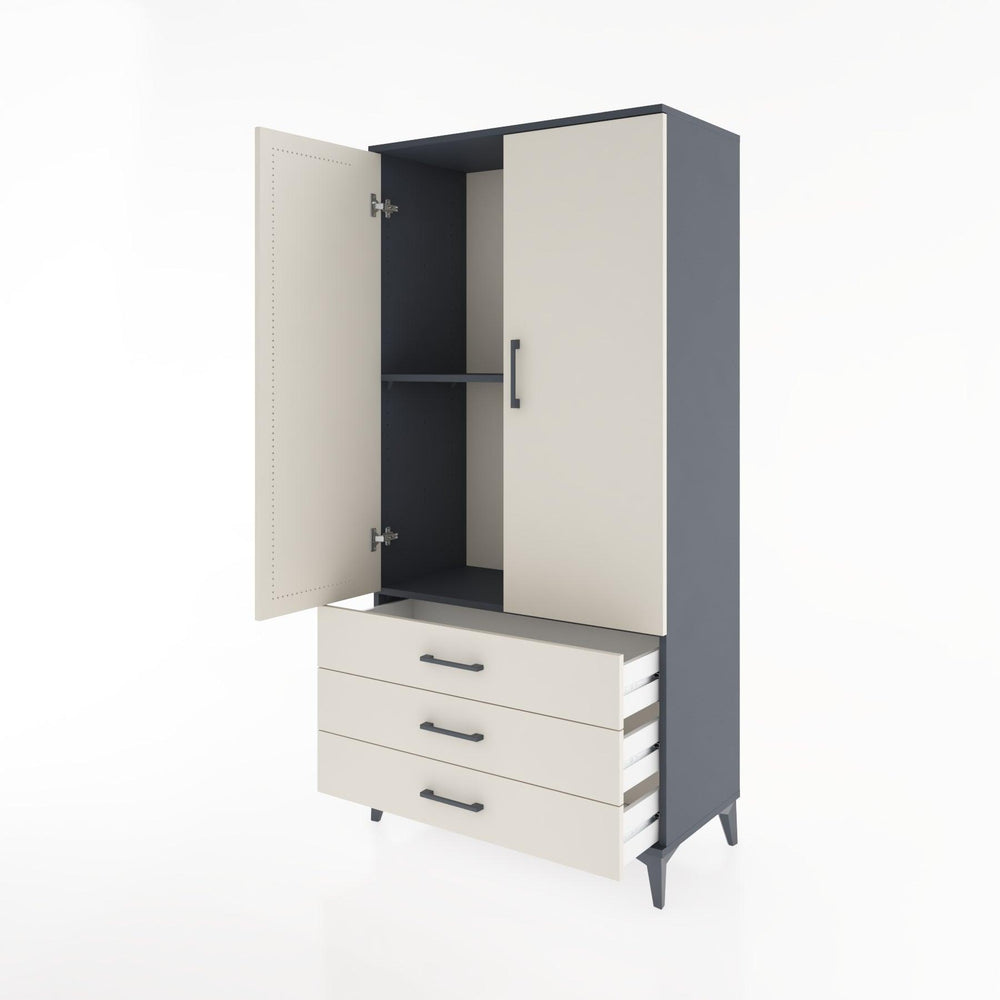 Woodntry Modüler Dolap Antrasit 88x44x170 cm Kapaklı ve Çekmeceli KC6-2
