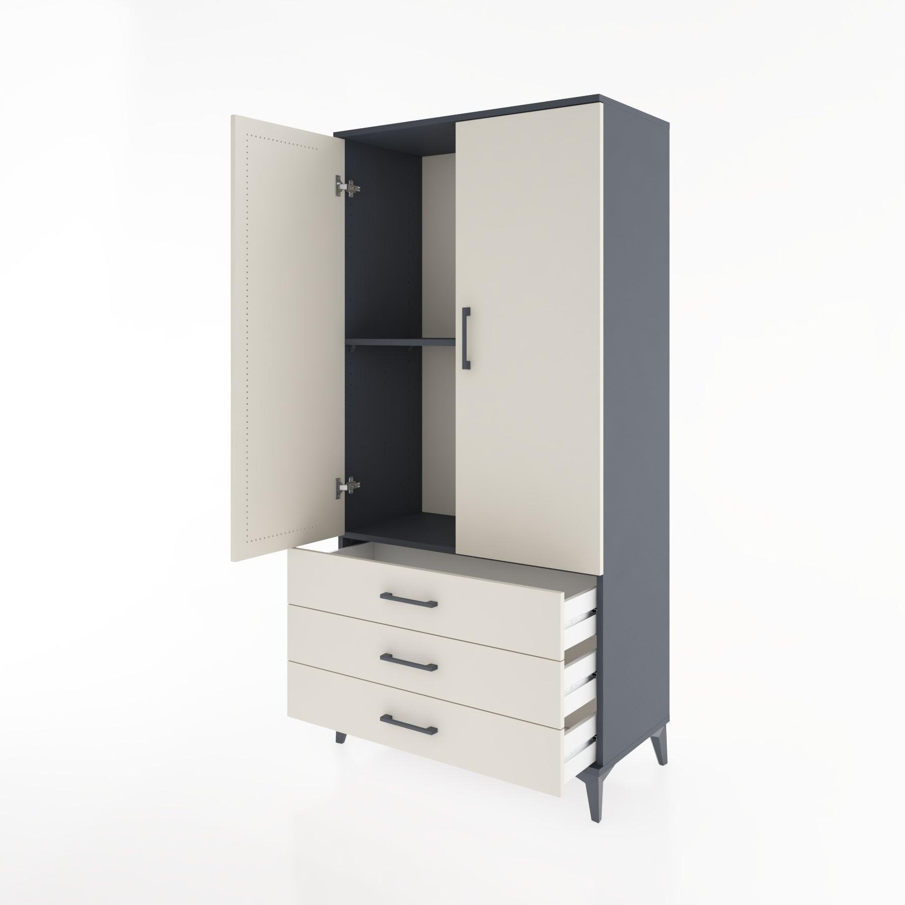 Woodntry Modular Cabinet Anthracite 88x44x170 cm with Doors and Drawers KC6-2