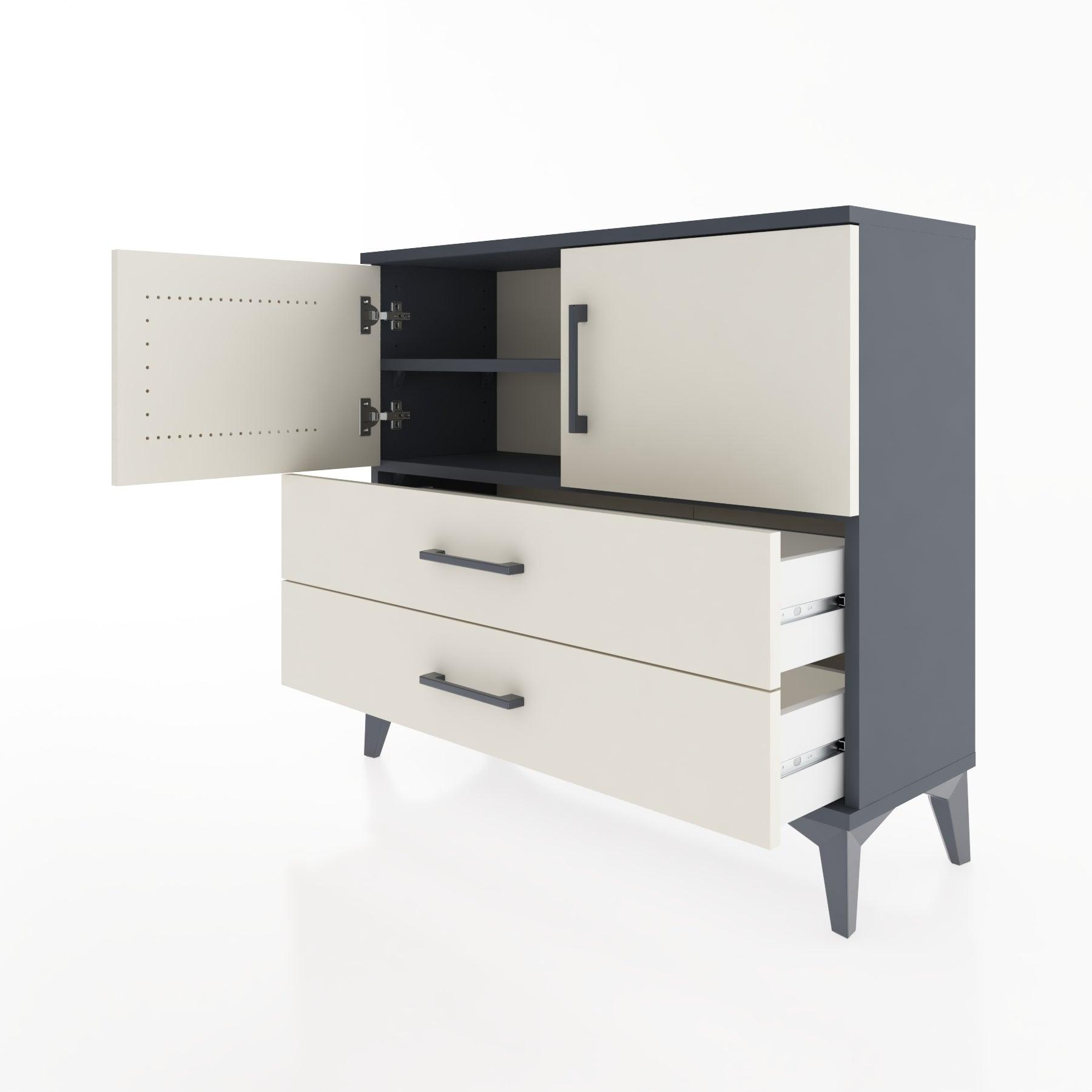 Woodntry Modüler Şifonyer Kapak ve Çekmeceli T1 88x30x94 cm Antrasit - Woodntry