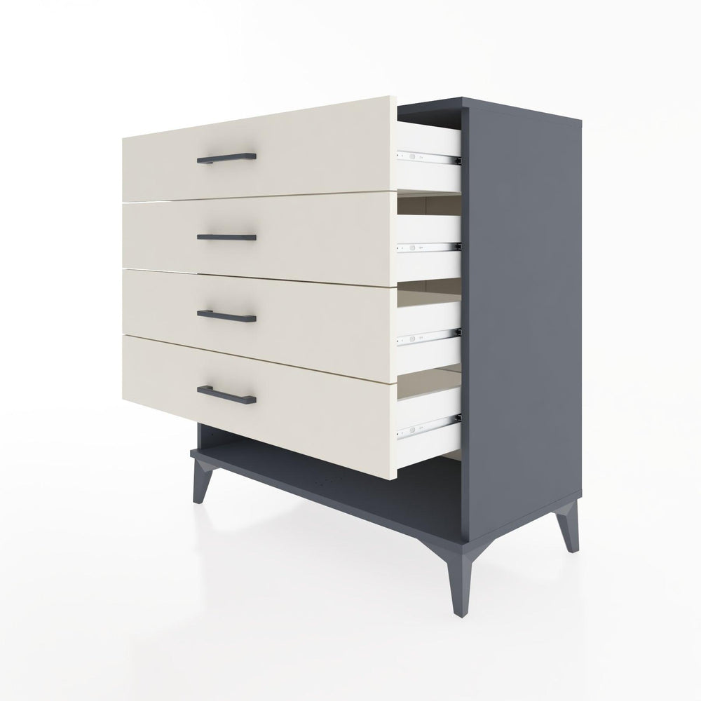 Woodntry Modüler Şifonyer Antrasit 88x44x84 cm Çekmeceli ve Raflı CR10-2