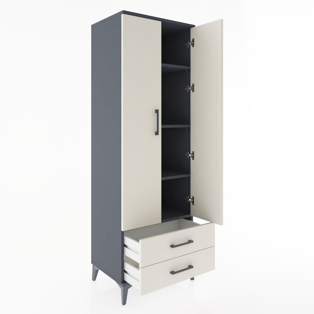 Woodntry Modular Cabinet Anthracite 60x44x170 cm with Doors and Drawers KC7-2