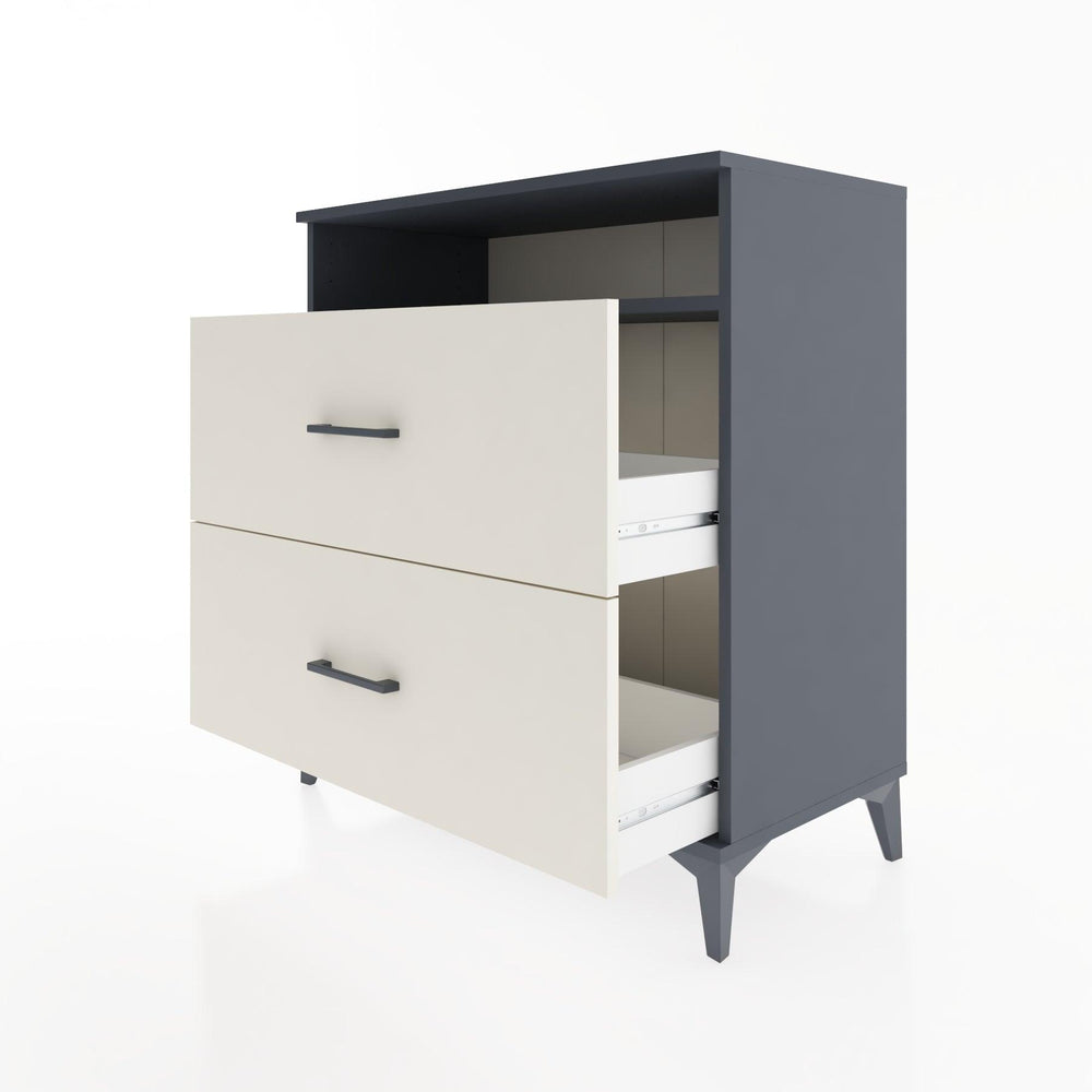 Woodntry Modüler Şifonyer Antrasit 88x44x84 cm Çekmeceli ve Raflı CR3-2