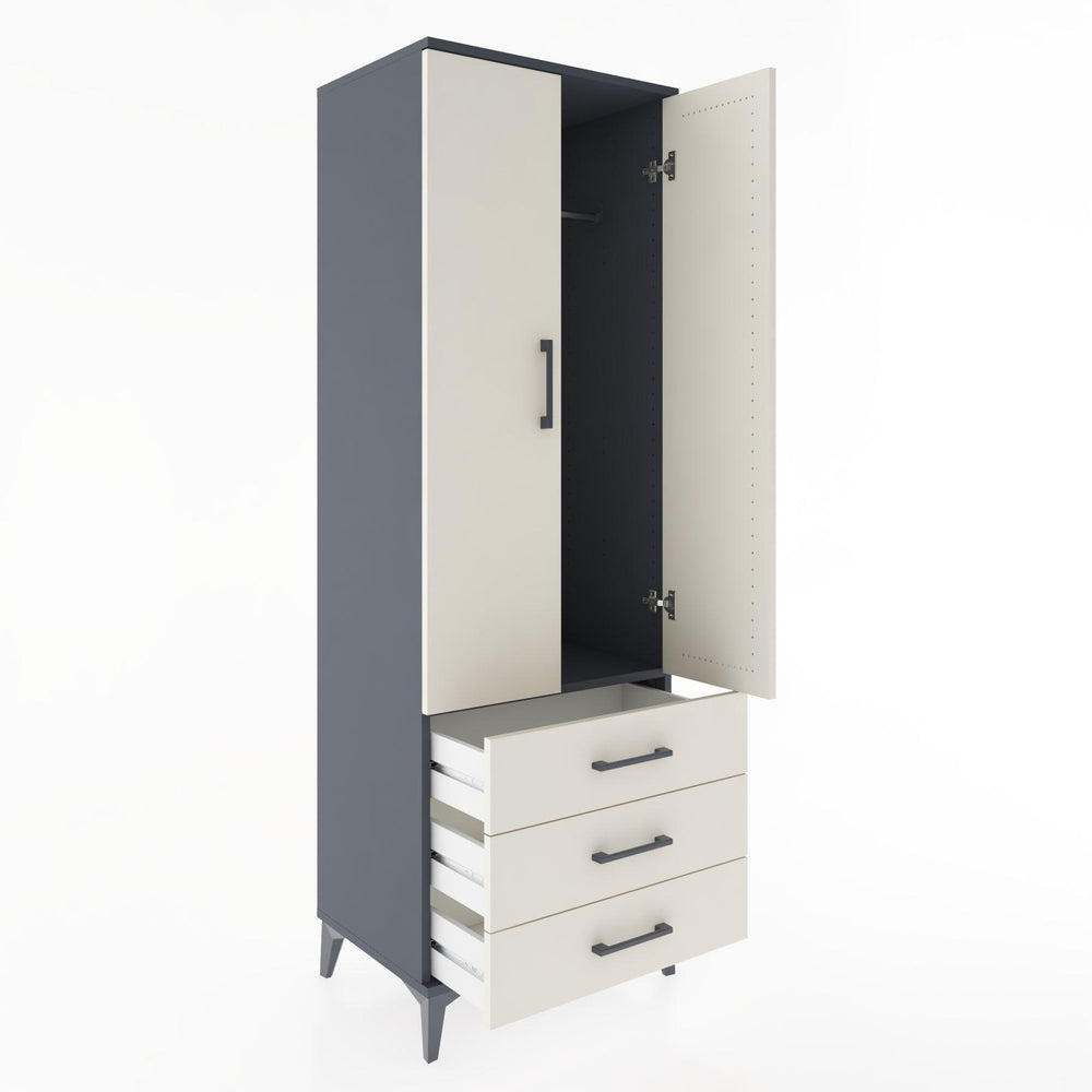 Woodntry Modular Cabinet Anthracite 60x44x170 cm with Doors and Drawers KC28-2