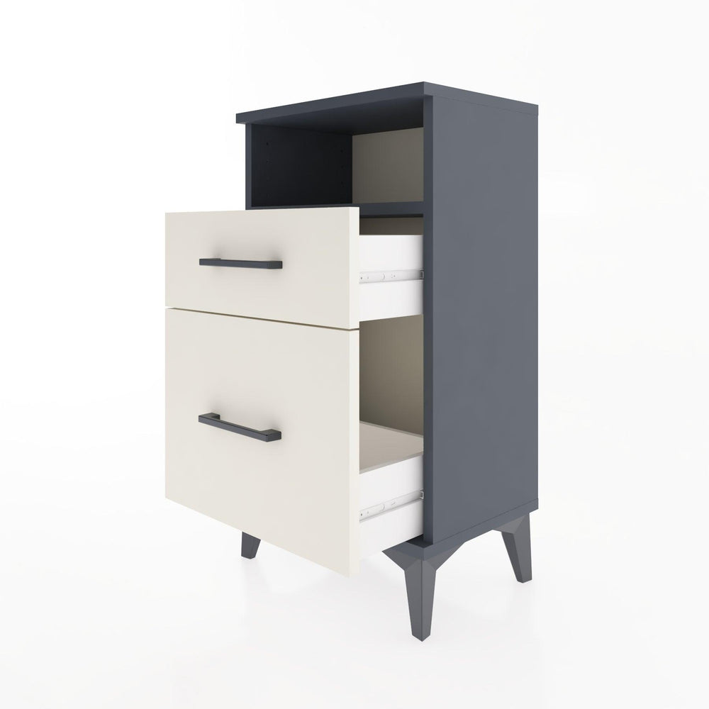 Woodntry Modüler Komodin 2 Çekmece ve Raflı V3 44x30x68 cm Antrasit - Woodntry