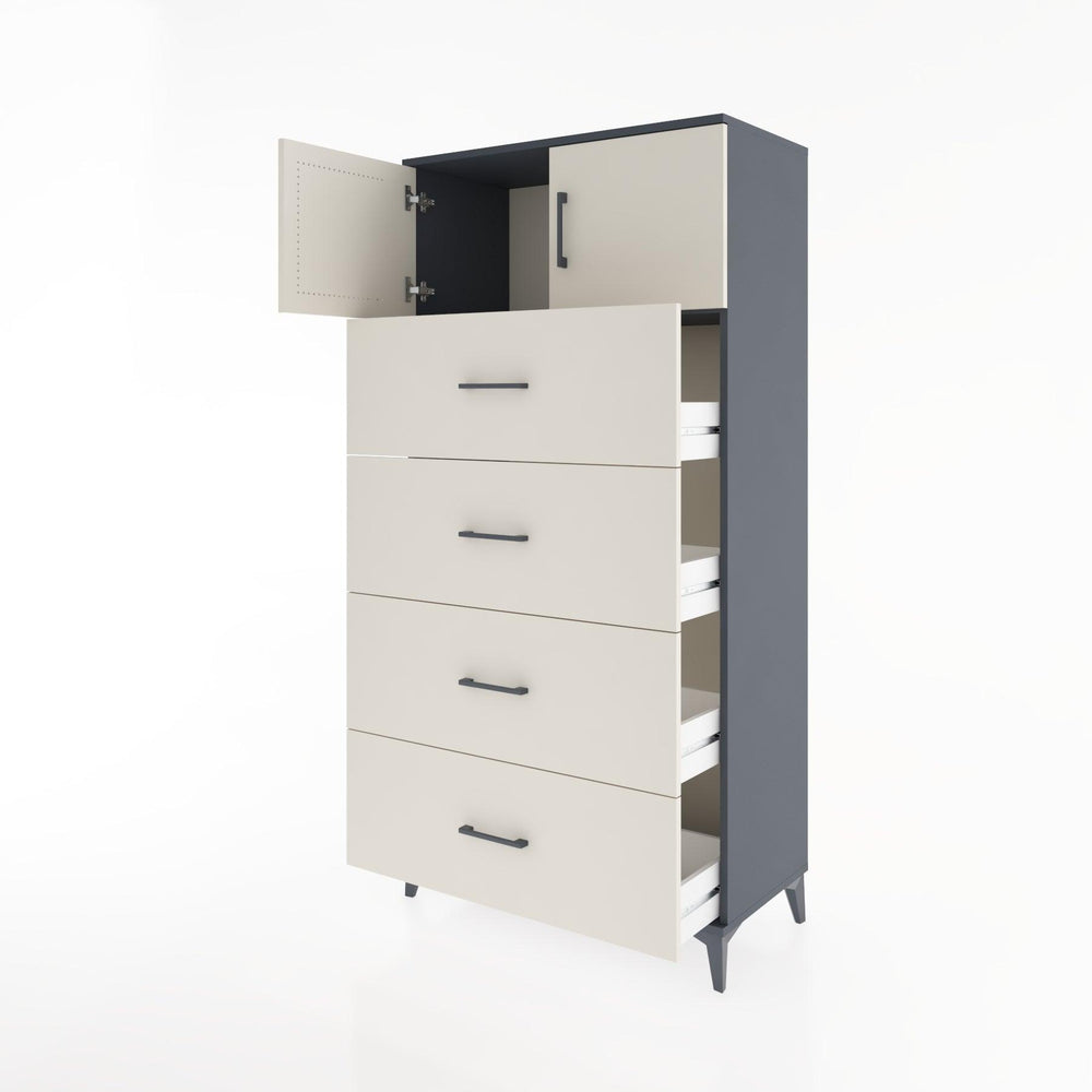 Woodntry Modular Cabinet Anthracite 88x44x170 cm with Doors and Drawers KC25-2