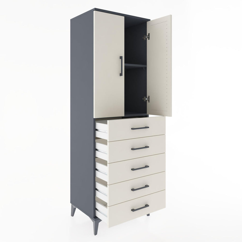 Woodntry Modular Cabinet Anthracite 60x44x170 cm with Doors and Drawers KC4-2
