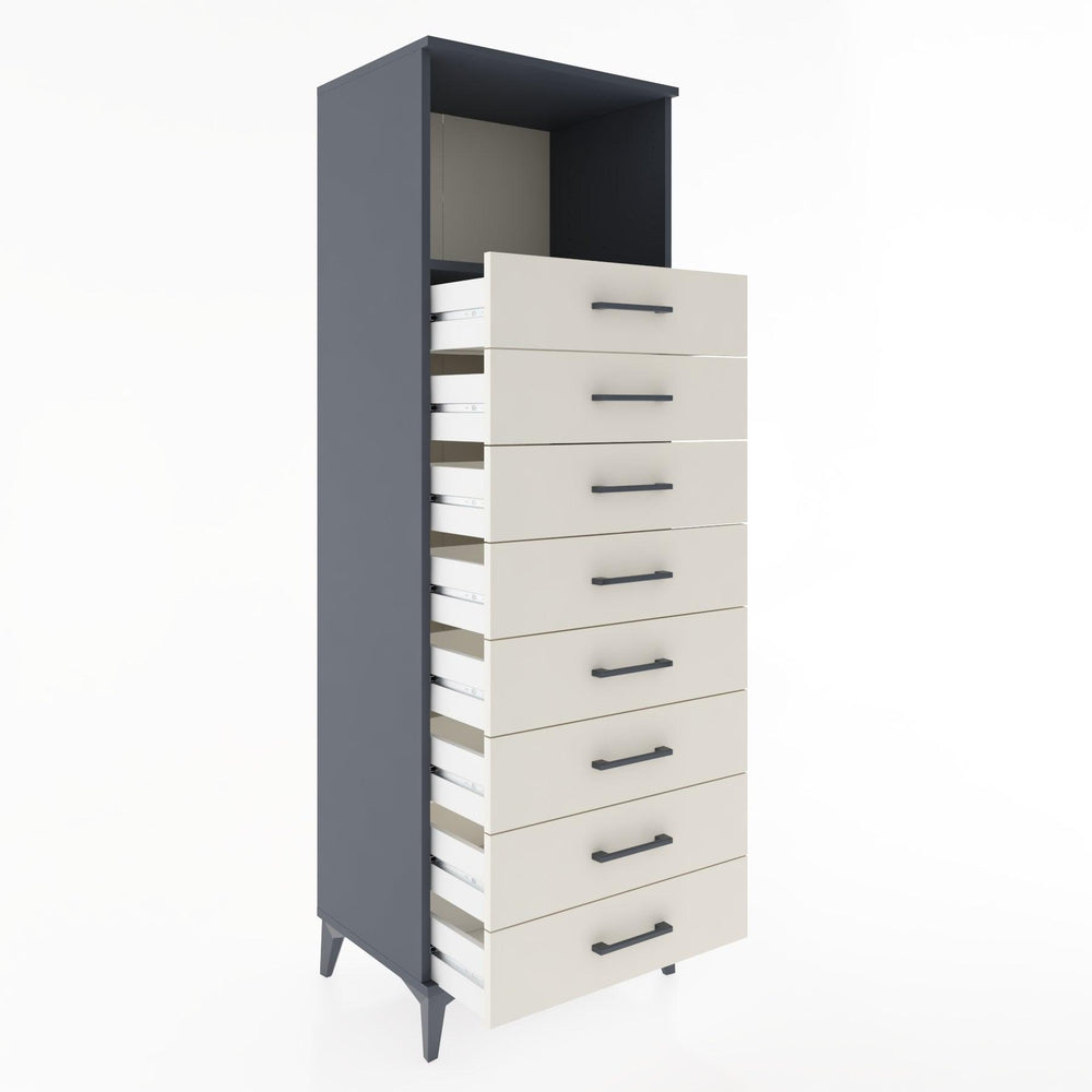 Woodntry Modüler Dolap Antrasit 60x44x170 cm Çekmeceli ve Raflı CR32-2