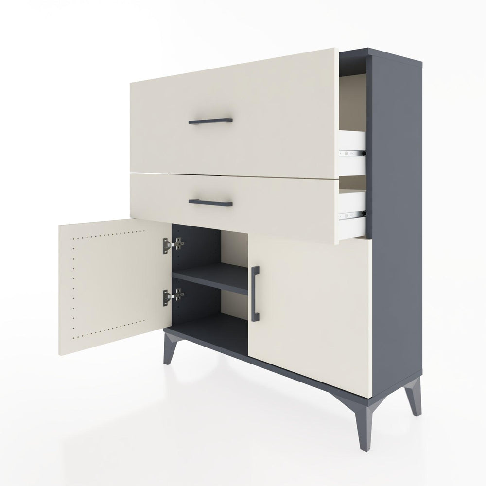 Woodntry Modüler Şifonyer Antrasit 88x30x94 cm Kapaklı ve Çekmeceli KC12-2