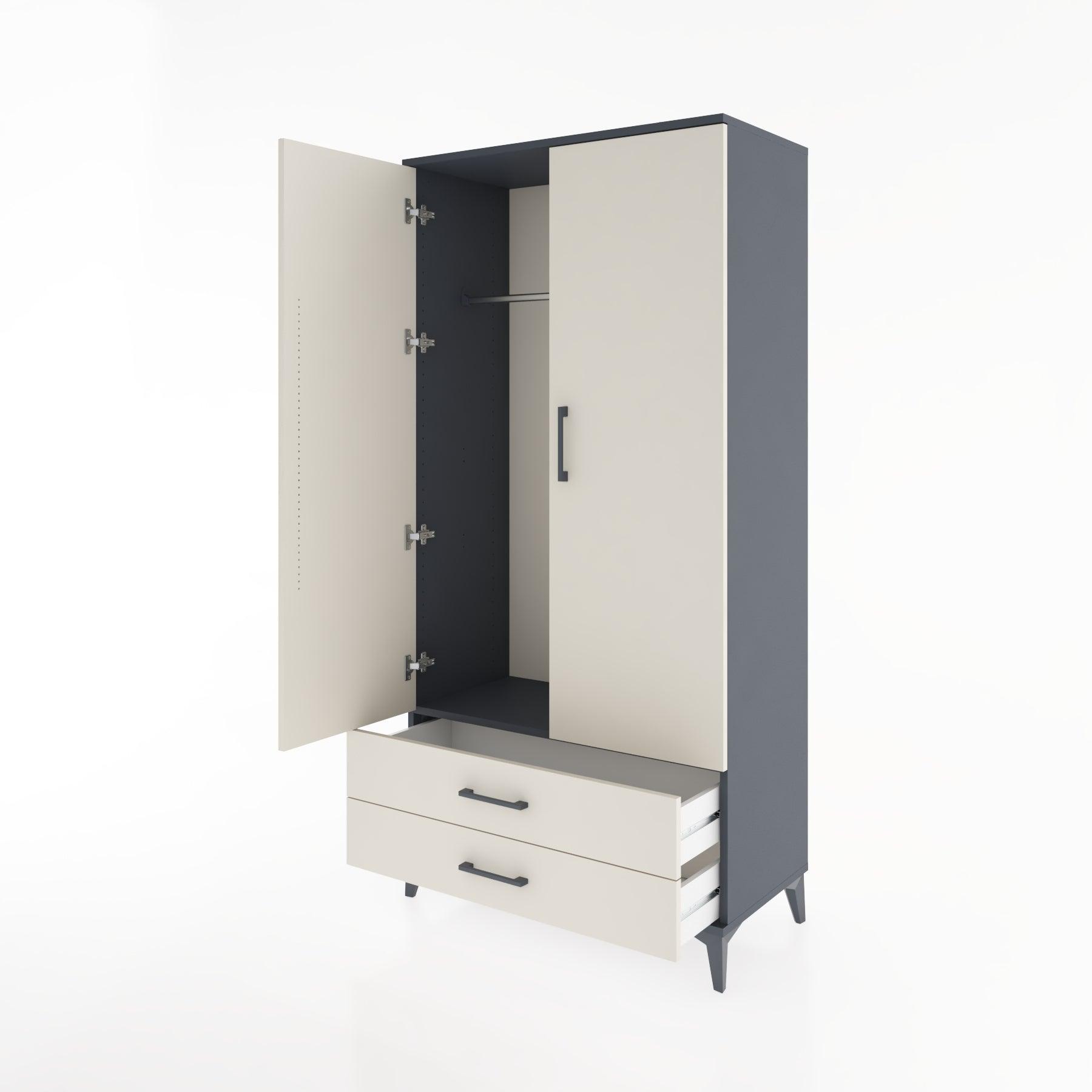 Woodntry Modular Cabinet Anthracite 88x44x170 cm with Doors and Drawers KC29-2