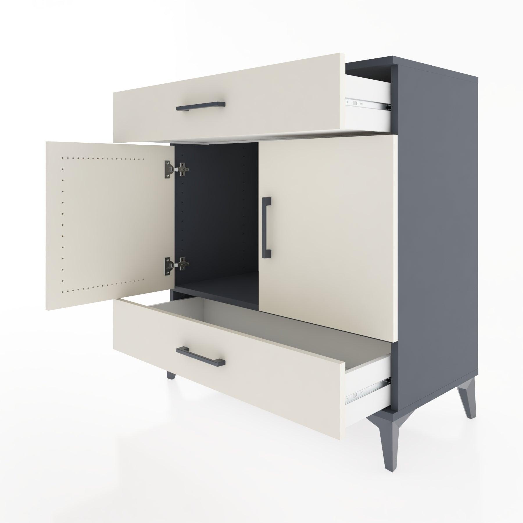 Woodntry Modular Dresser Anthracite 88x44x84 cm with Cover and Drawer KC60-2