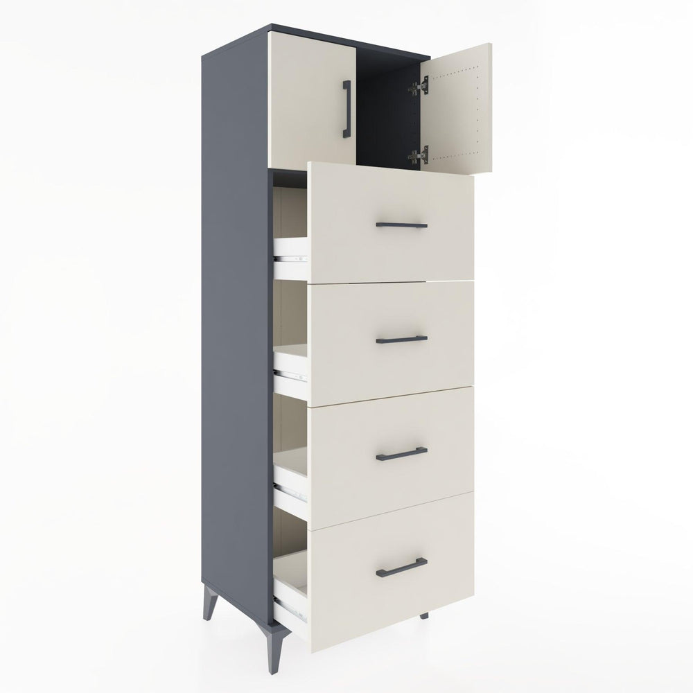 Woodntry Modular Cabinet Anthracite 60x44x170 cm with Doors and Drawers KC25-2
