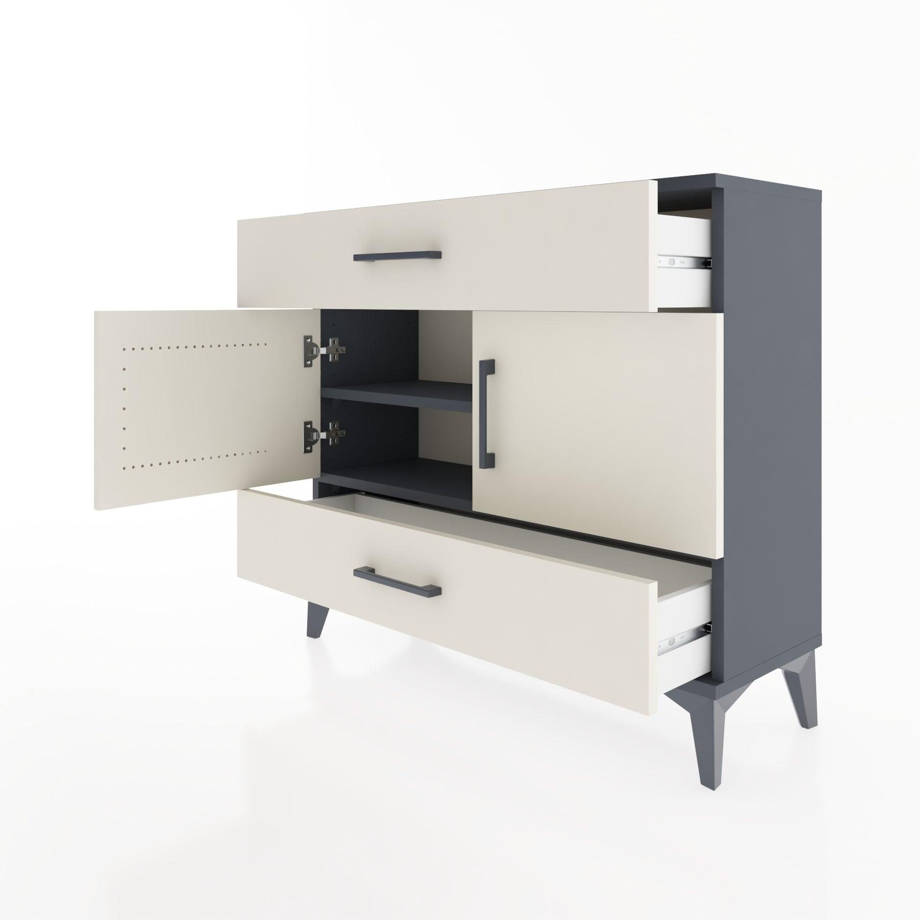Woodntry Modüler Şifonyer Çekmece ve Kapaklı T2 88x30x94 cm Antrasit - Woodntry