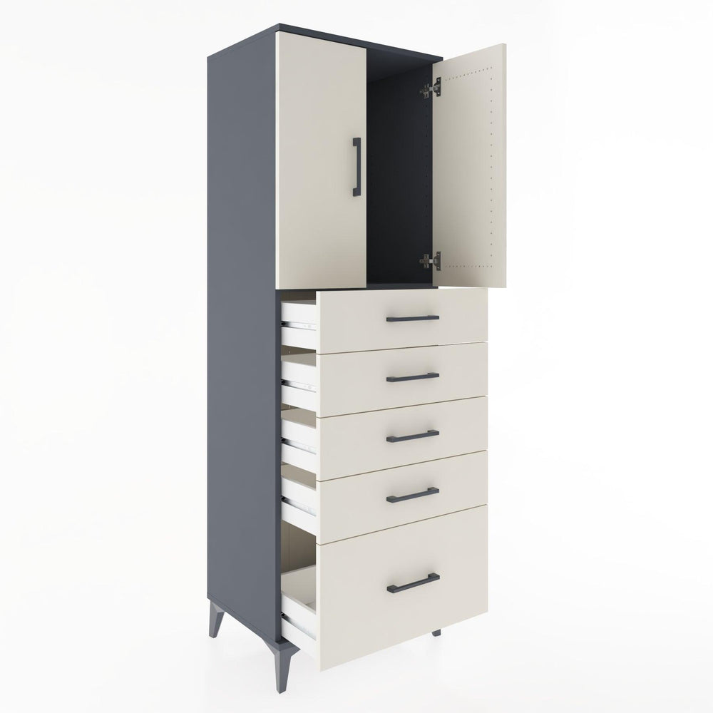 Woodntry Modular Cabinet Anthracite 60x44x170 cm with Doors and Drawers KC12-2