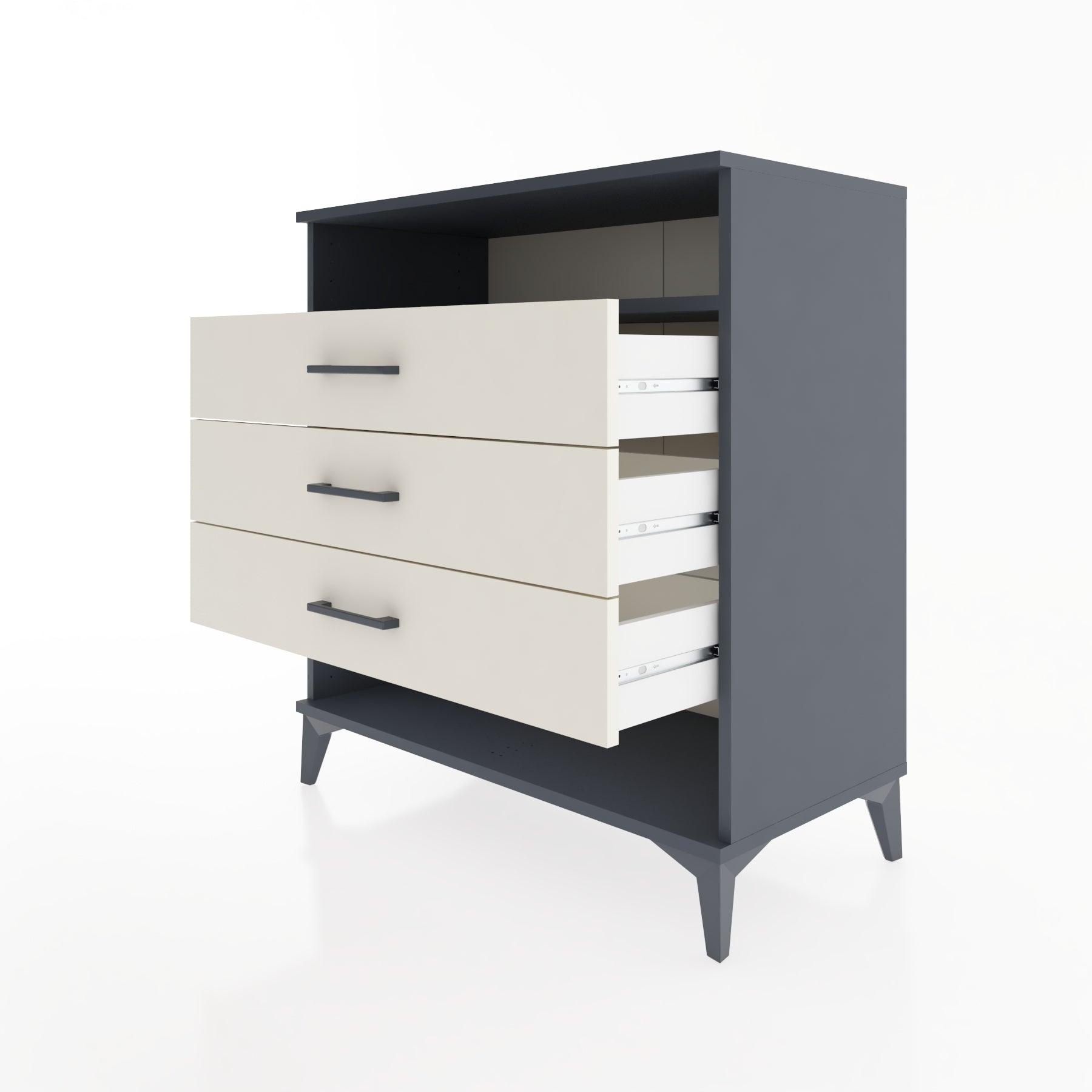 Woodntry Modüler Şifonyer Antrasit 88x44x84 cm Çekmeceli ve Raflı CR20-2