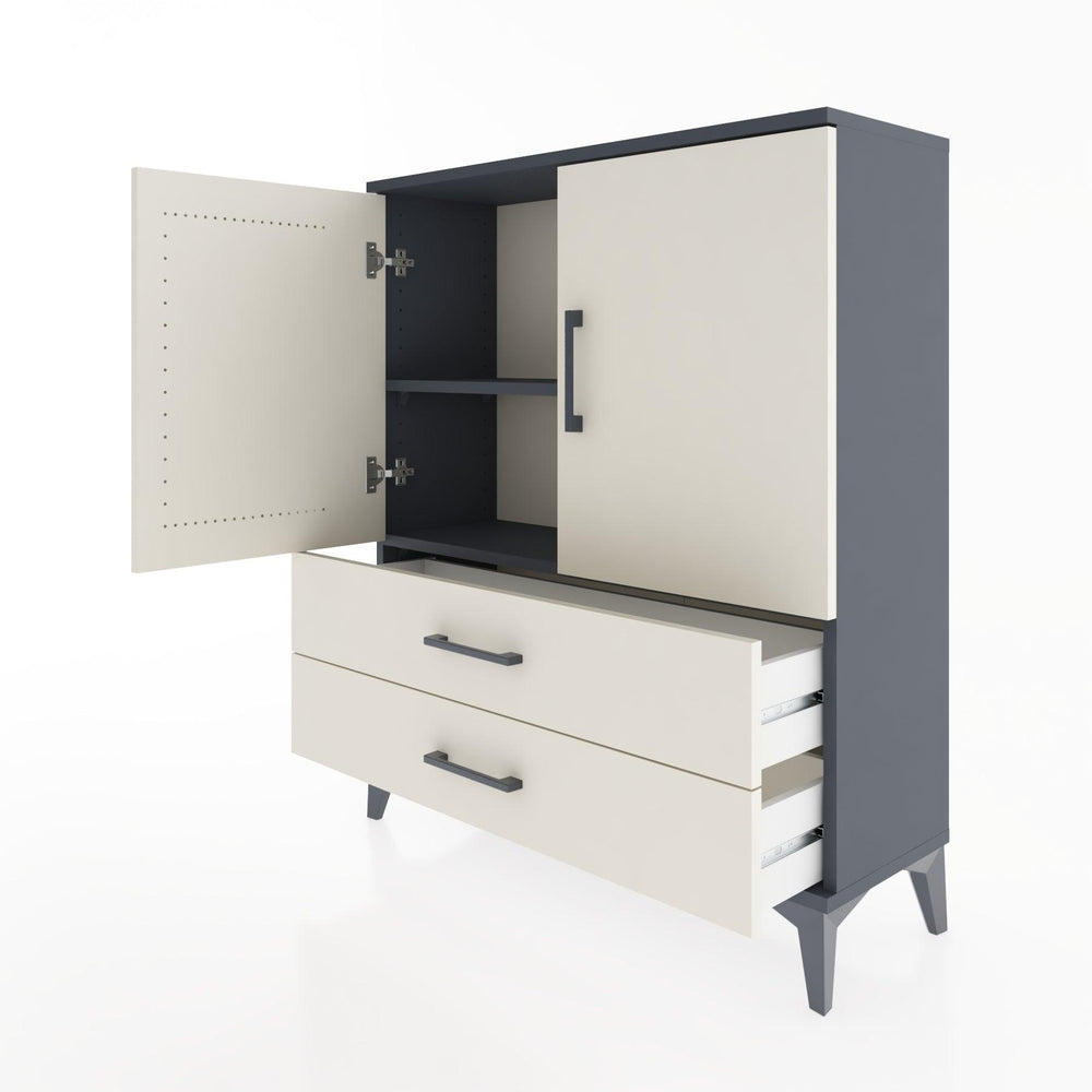 Woodntry Modüler Şifonyer Antrasit 88x30x94 cm Kapaklı ve Çekmeceli KC6-2