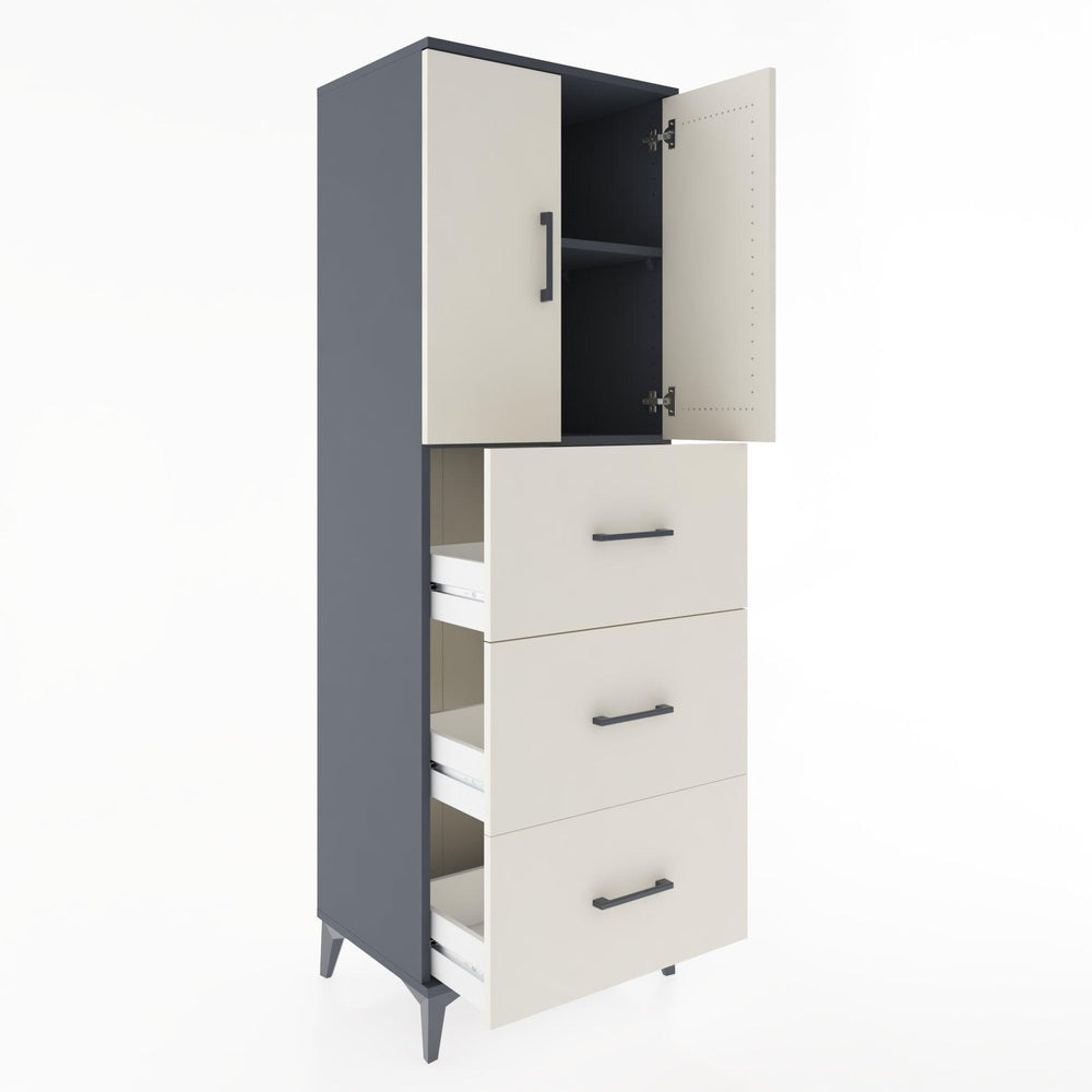 Woodntry Modular Cabinet Anthracite 60x44x170 cm with Doors and Drawers KC24-2