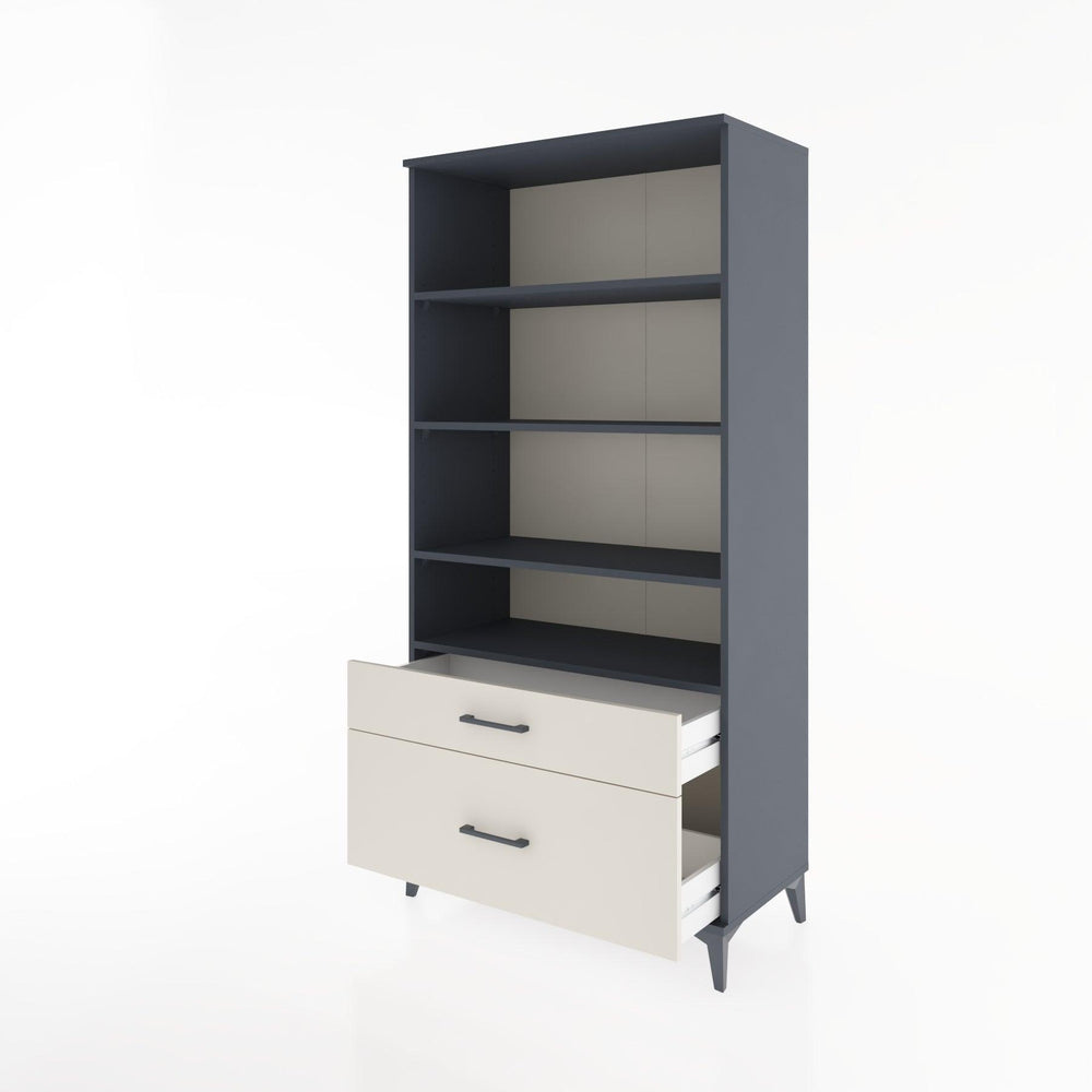 Woodntry Modüler Dolap Antrasit 88x44x170 cm Çekmeceli ve Raflı CR43-2