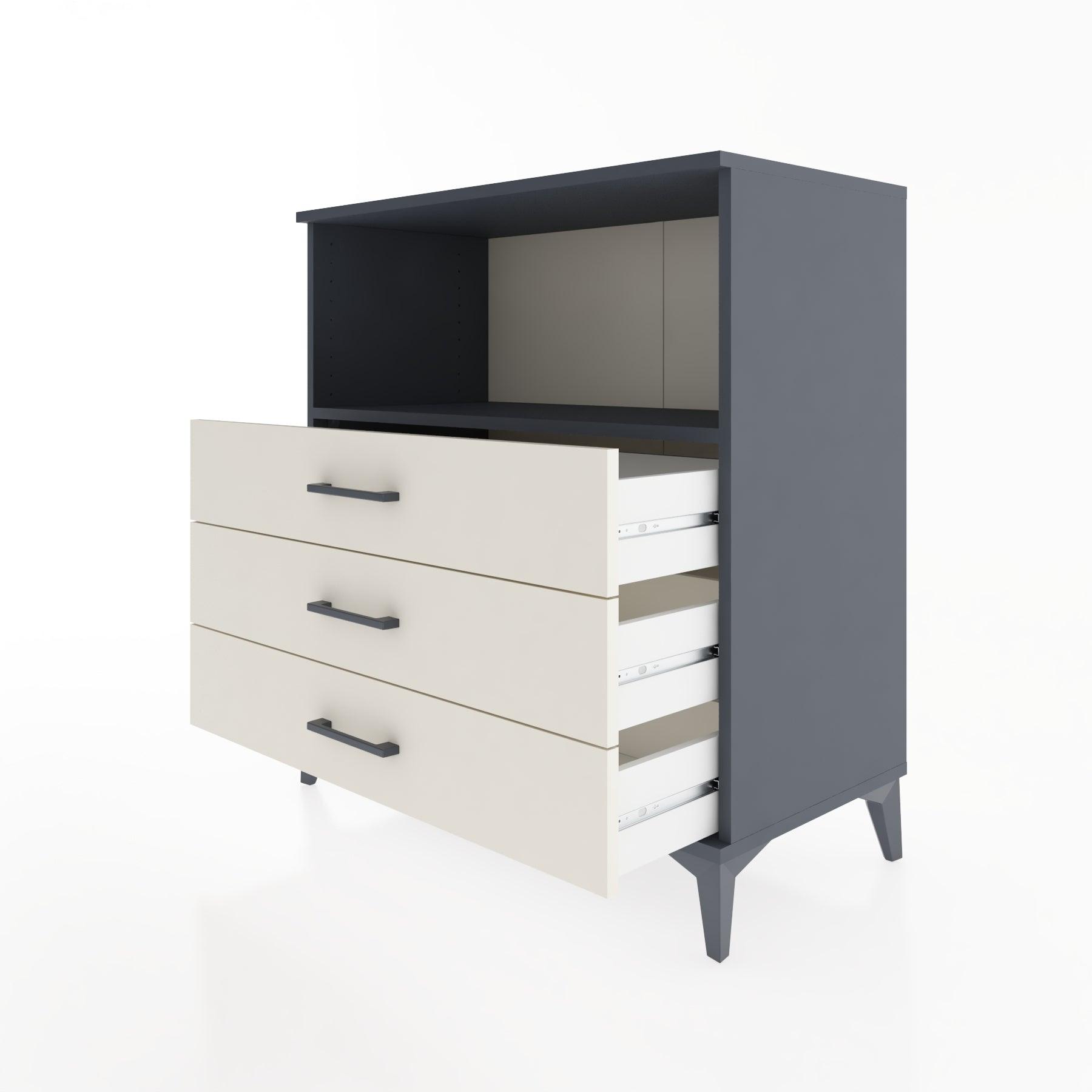 Woodntry Modüler Şifonyer Antrasit 88x44x84 cm Çekmeceli ve Raflı CR18-2