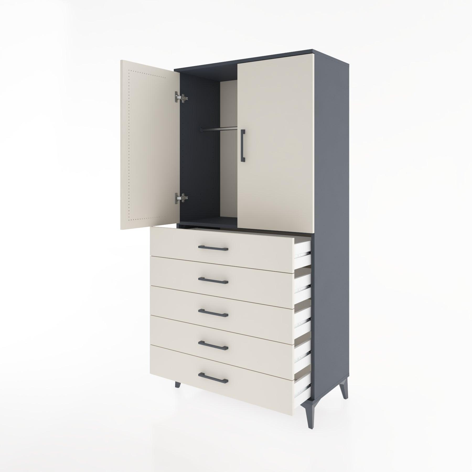 Woodntry Modular Cabinet Anthracite 88x44x170 cm with Doors and Drawers KC26-2