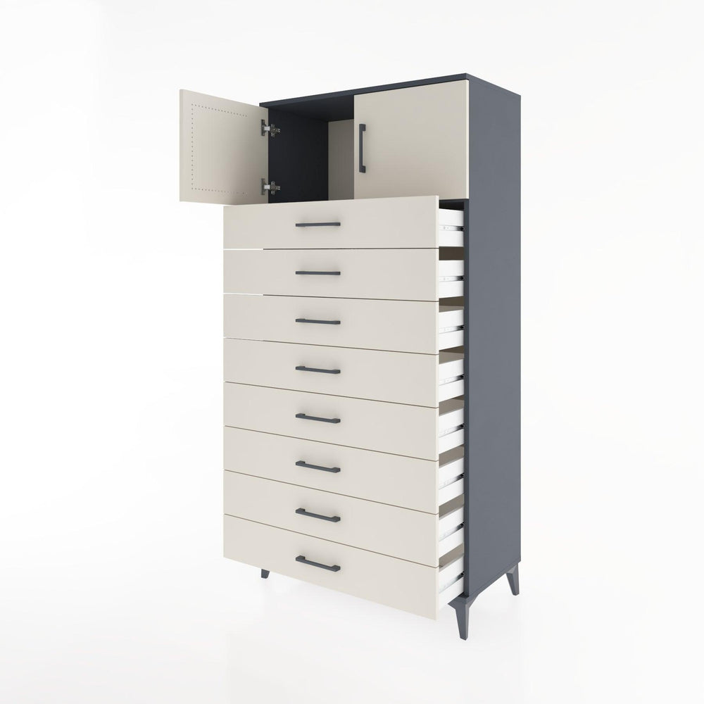 Woodntry Modüler Dolap Antrasit 88x44x170 cm Kapaklı ve Çekmeceli KC1-2