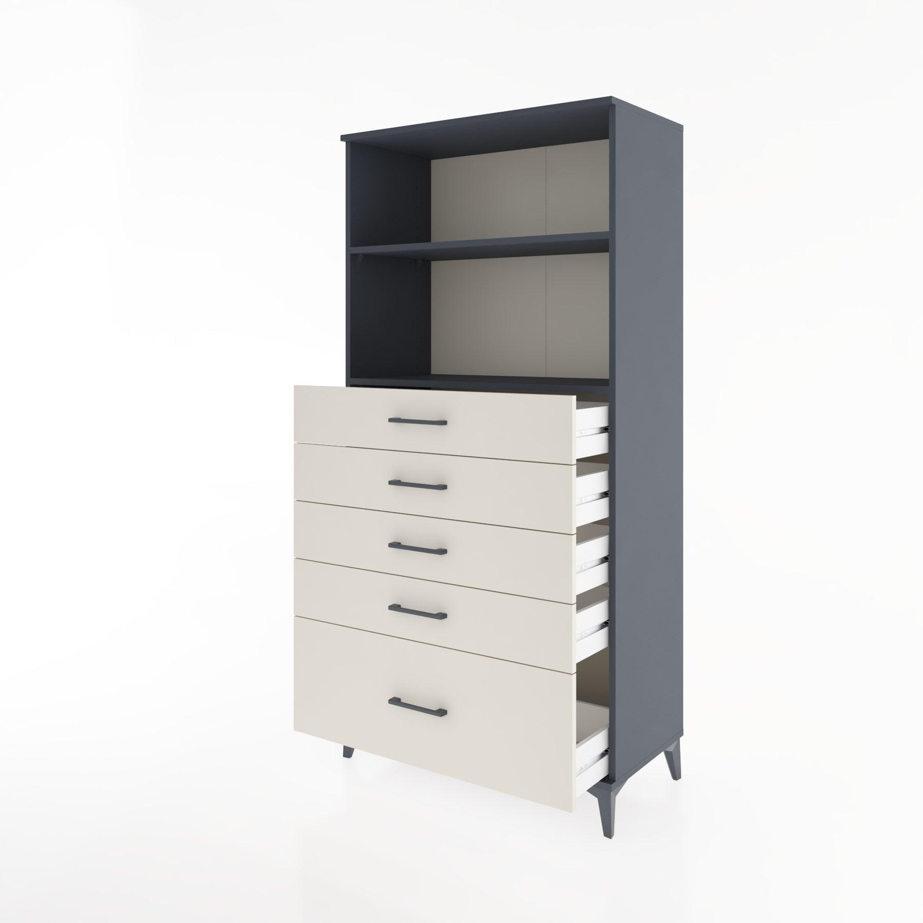 Woodntry Modular Cabinet Anthracite 88x44x170 cm with Drawers and Shelves CR40-2