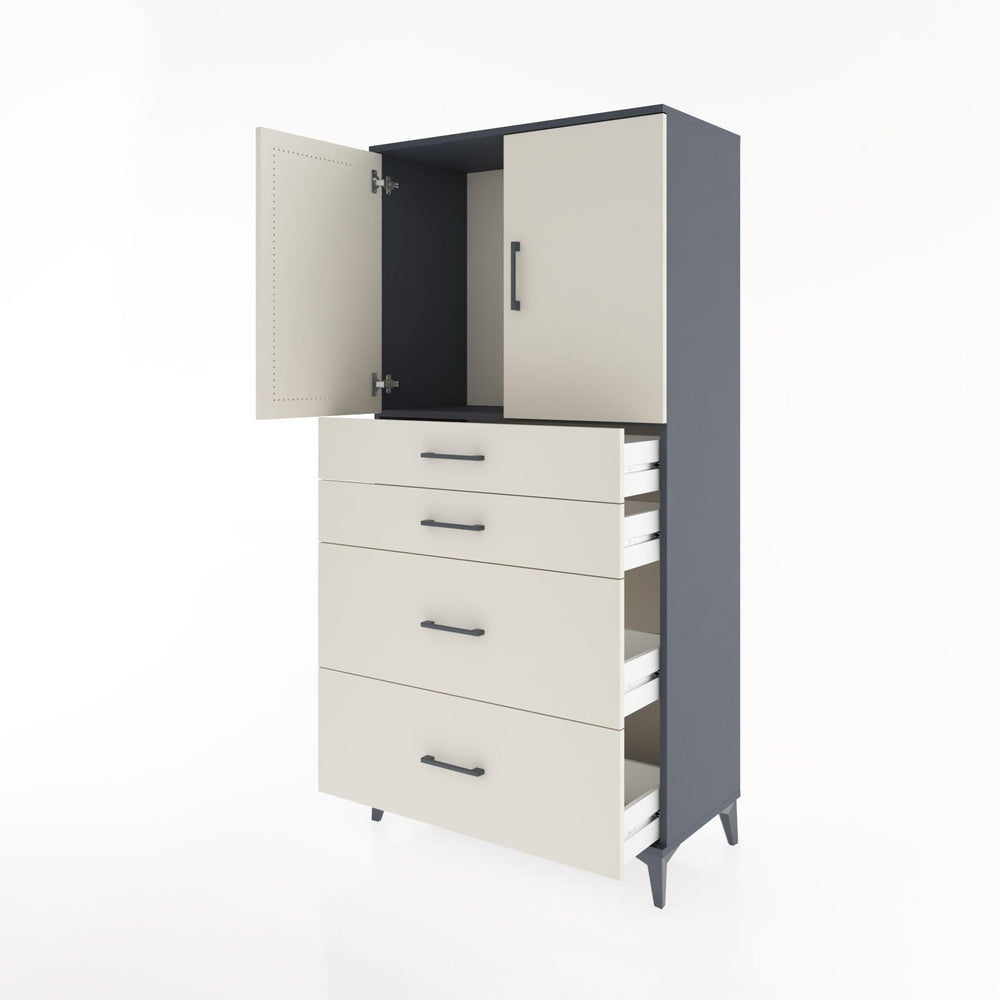 Woodntry Modüler Dolap Antrasit 88x44x170 cm Kapaklı ve Çekmeceli KC19-2