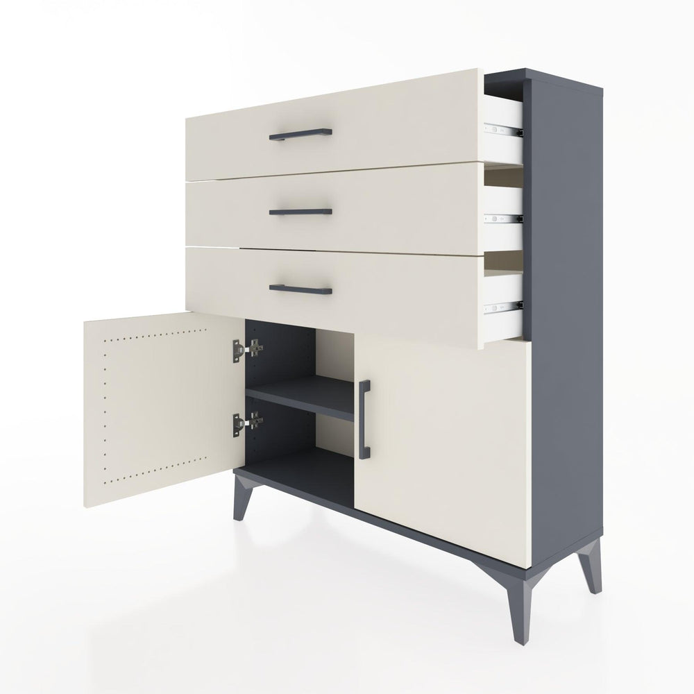 Woodntry Modüler Şifonyer Antrasit 88x30x94 cm Kapaklı ve Çekmeceli KC8-2