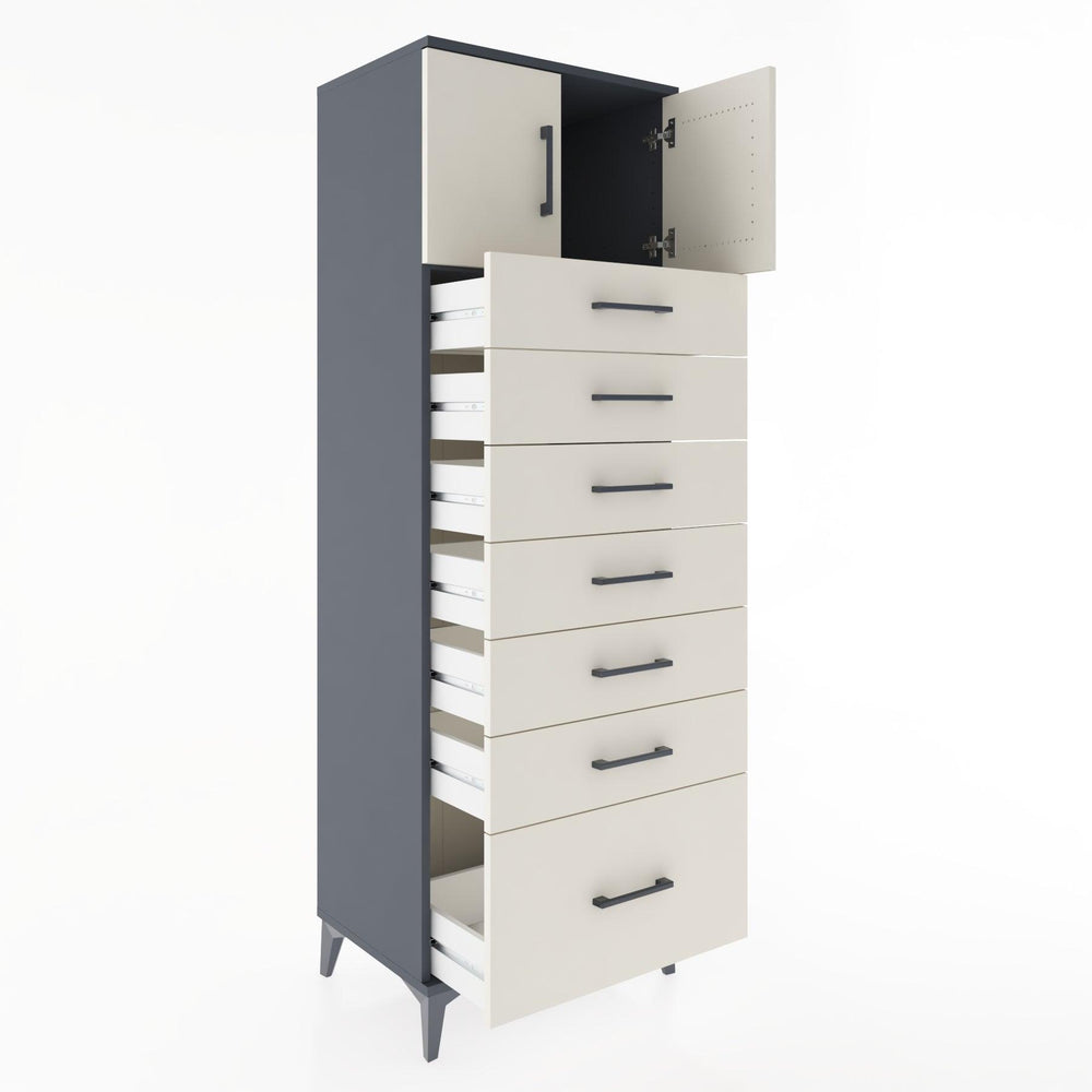 Woodntry Modular Cabinet Anthracite 60x44x170 cm with Doors and Drawers KC10-2