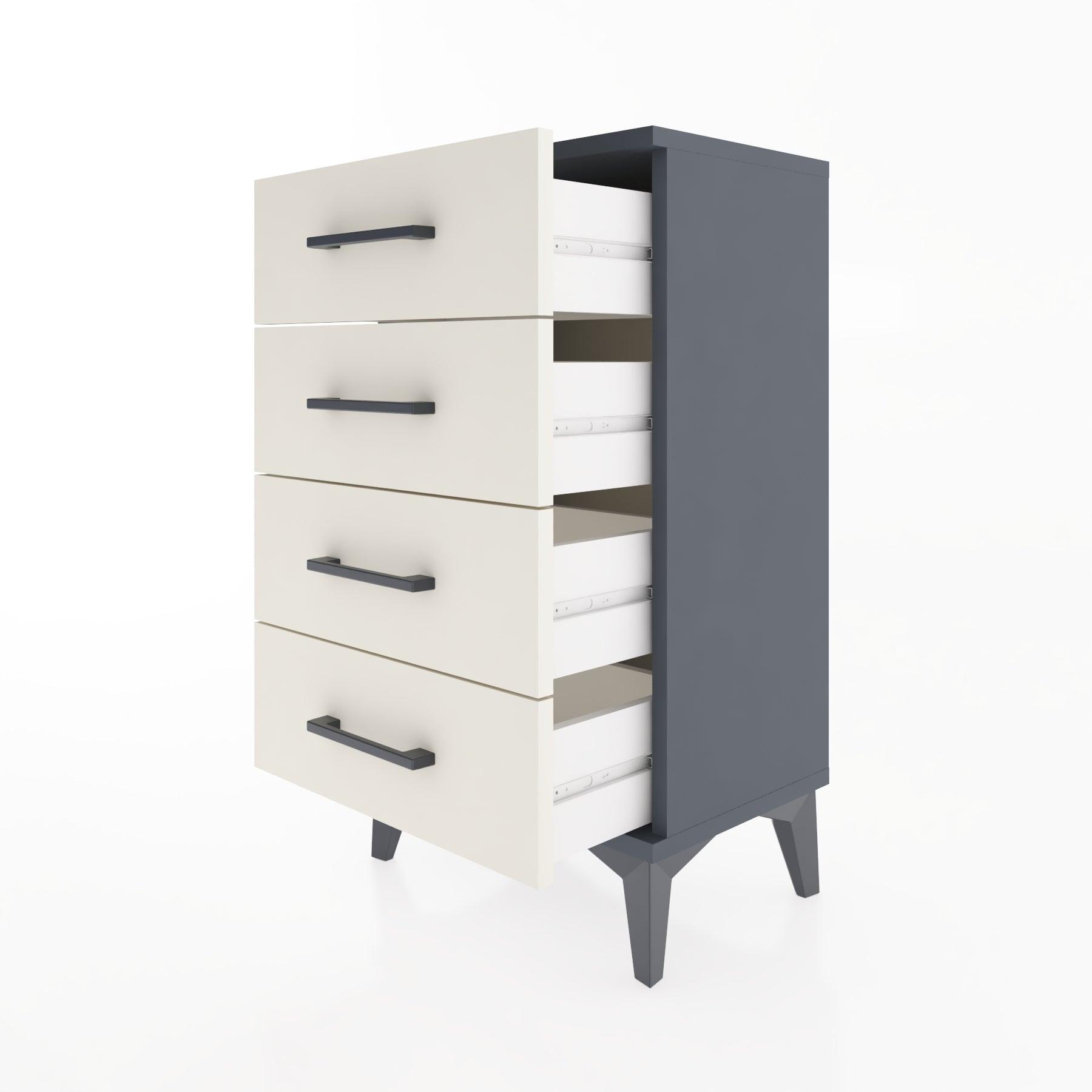 Woodntry Modüler Komodin 4 Çekmeceli 44x30x68 cm Antrasit - Woodntry