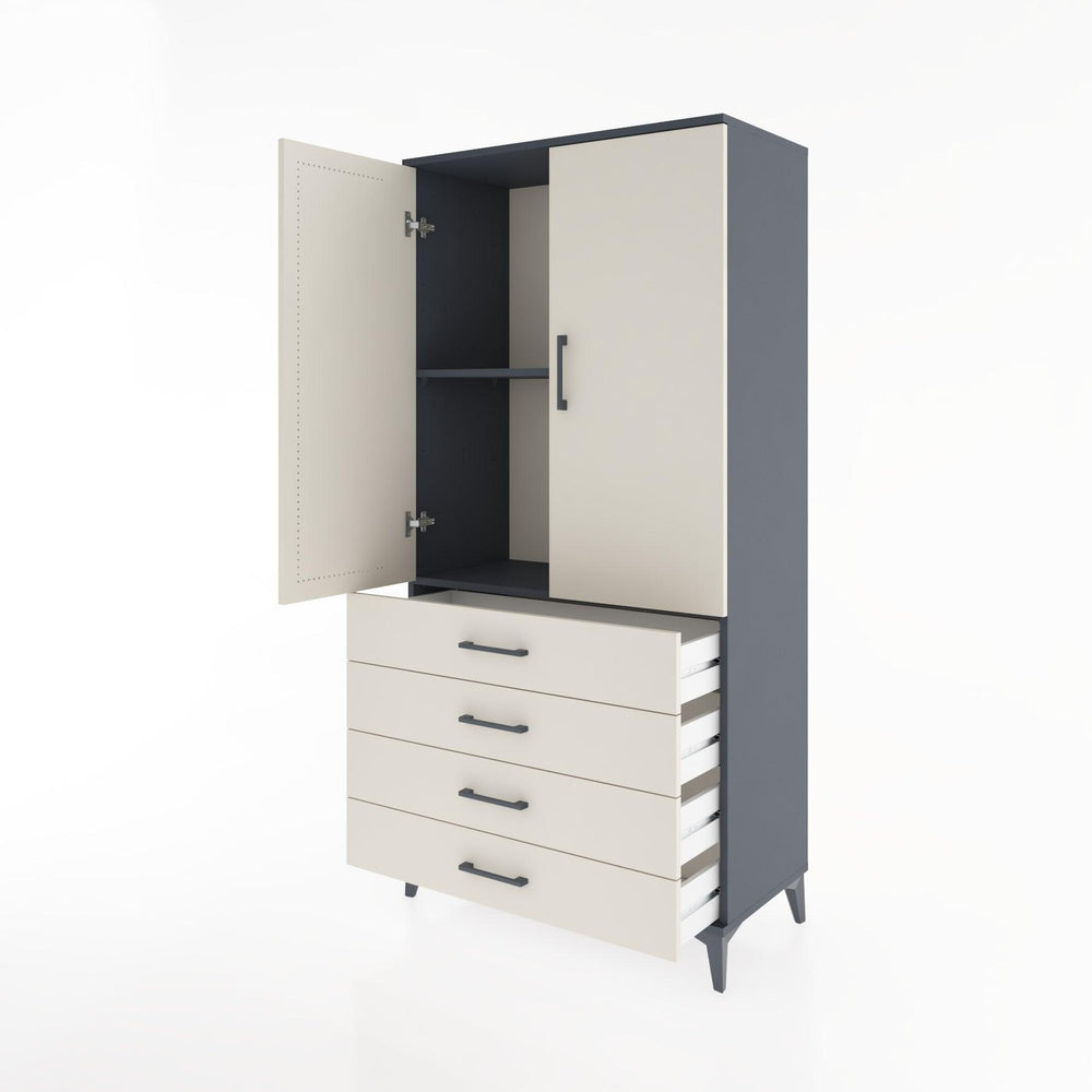 Woodntry Modüler Dolap Antrasit 88x44x170 cm Kapaklı ve Çekmeceli KC5-2