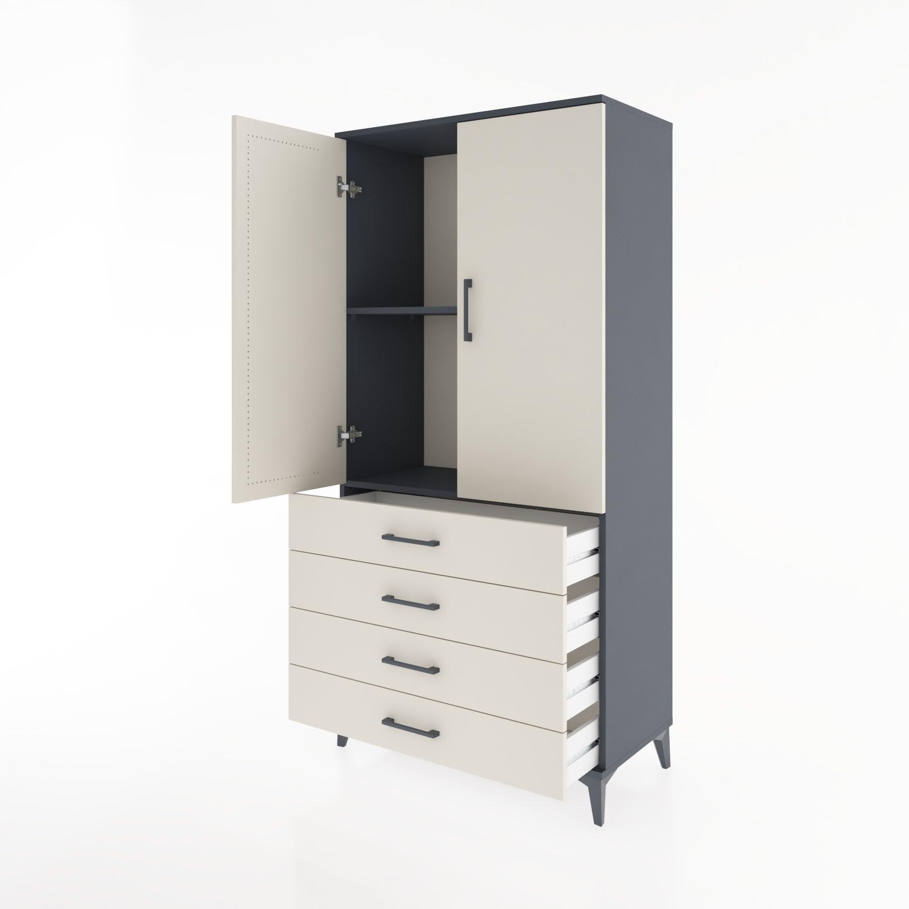Woodntry Modular Cabinet Anthracite 88x44x170 cm with Doors and Drawers KC5-2
