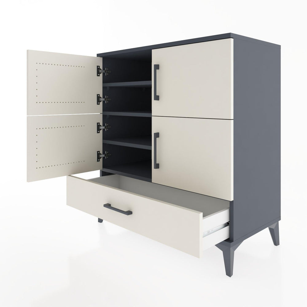 Woodntry Modüler Şifonyer Antrasit 88x44x84 cm Kapaklı ve Çekmeceli KC91-2