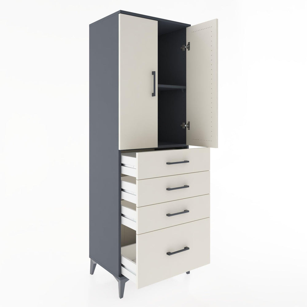 Woodntry Modular Cabinet Anthracite 60x44x170 cm with Doors and Drawers KC13-2