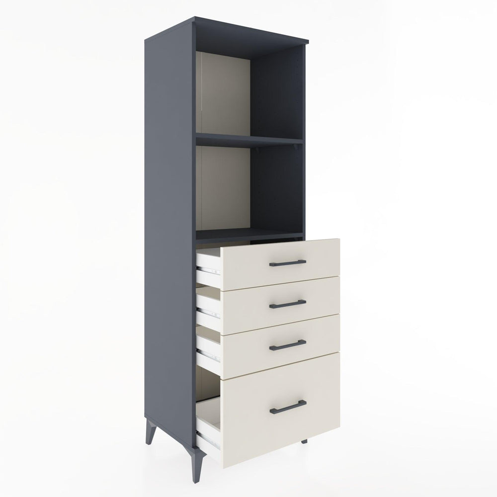 Woodntry Modüler Dolap Antrasit 60x44x170 cm Çekmeceli ve Raflı CR41-2