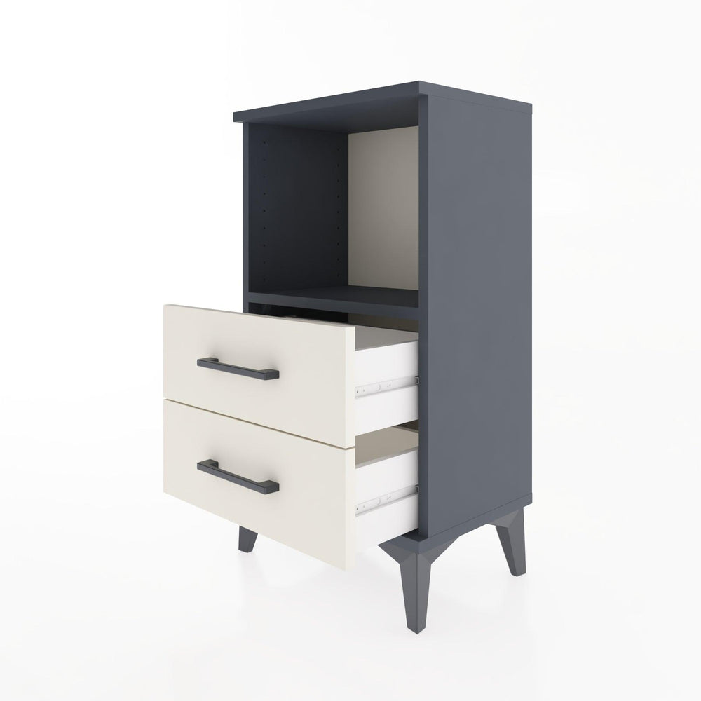 Woodntry Modüler Komodin 2 Çekmece ve Raflı V2 44x30x68 cm Antrasit - Woodntry