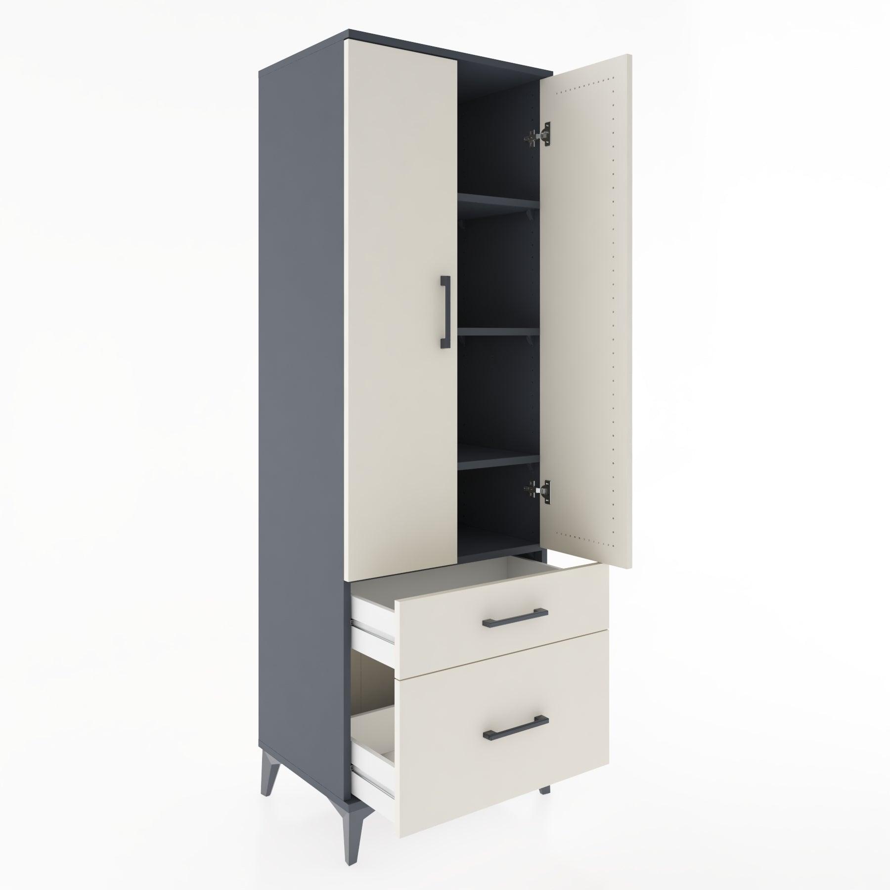 Woodntry Modular Cabinet Anthracite 60x44x170 cm with Doors and Drawers KC15-2