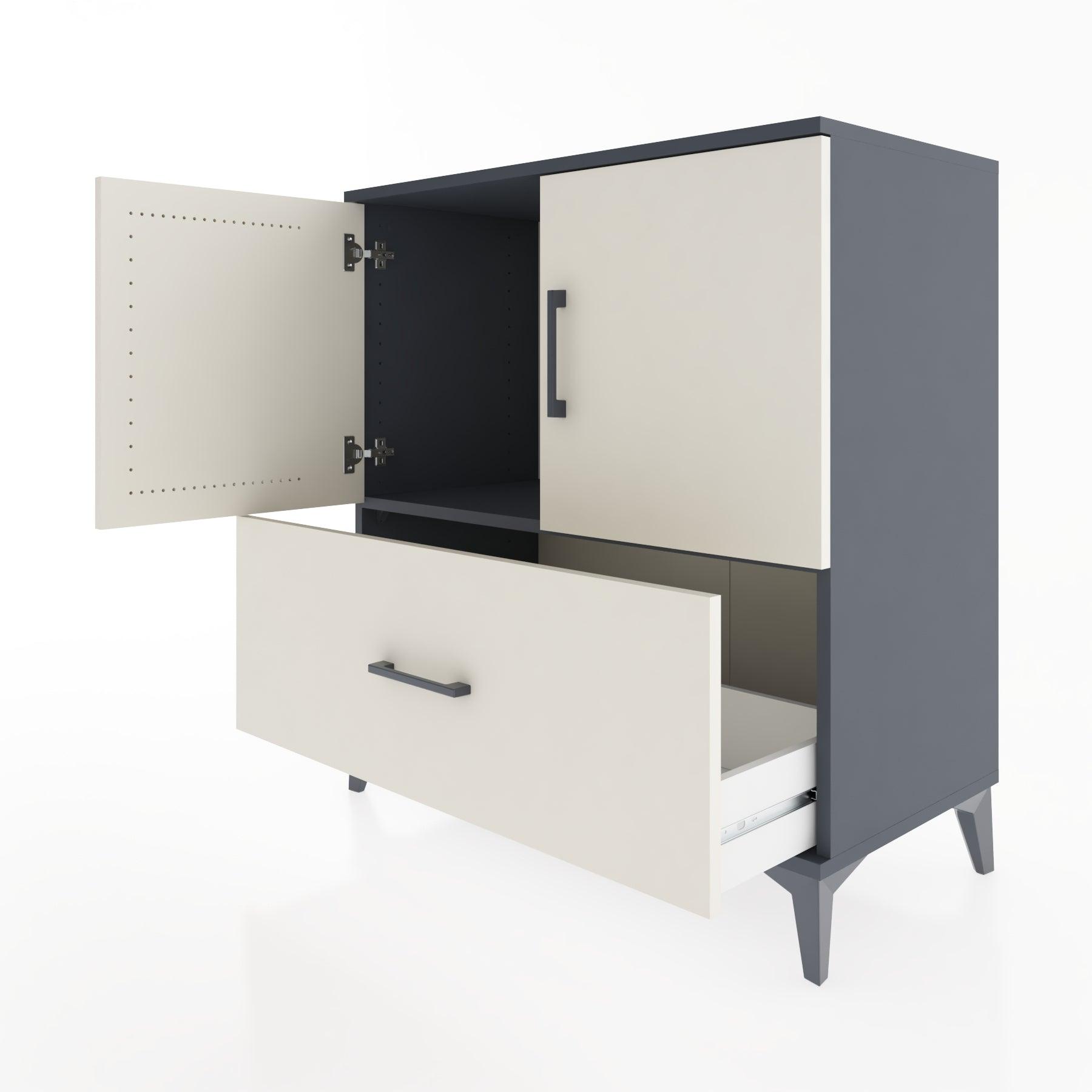 Woodntry Modular Dresser Anthracite 88x44x84 cm with Cover and Drawer KC48-2
