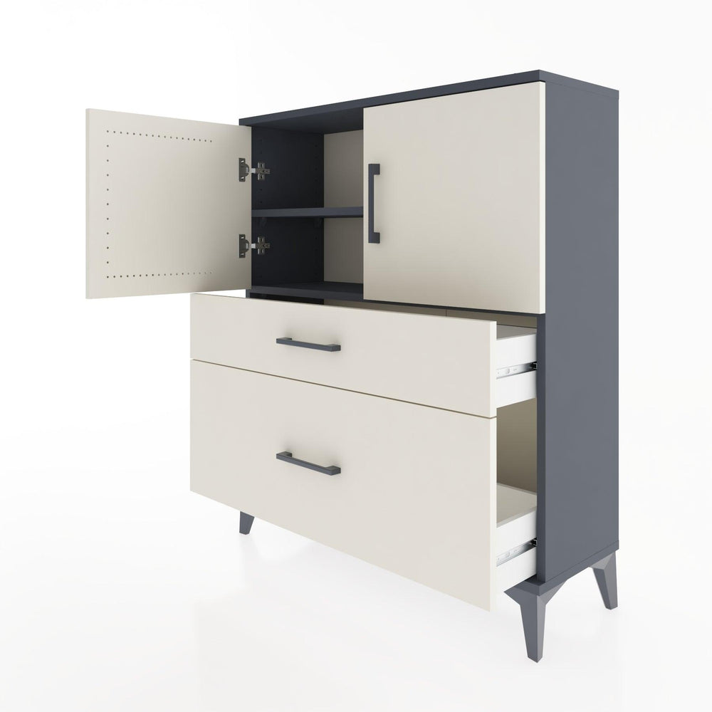 Woodntry Modüler Şifonyer Antrasit 88x30x94 cm Kapaklı ve Çekmeceli KC11-2