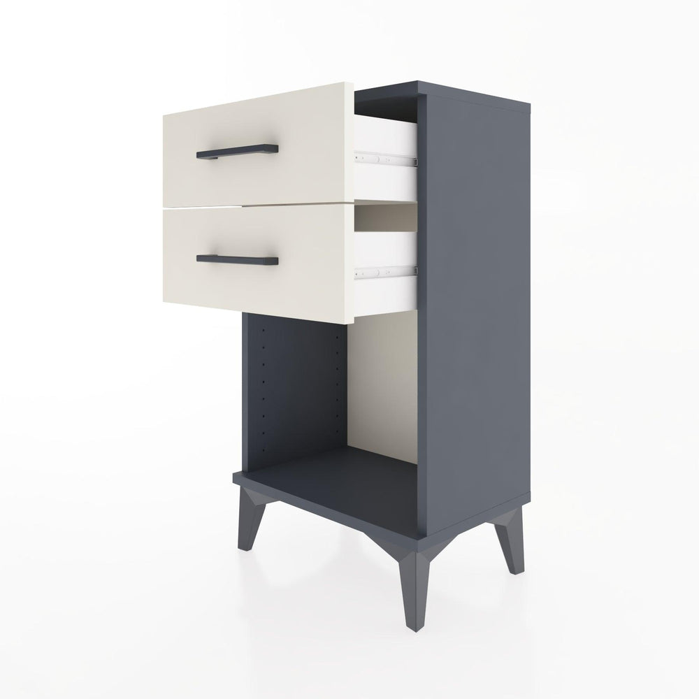 Woodntry Modüler Komodin 2 Çekmece ve Raflı V1 44x30x68 cm Antrasit - Woodntry