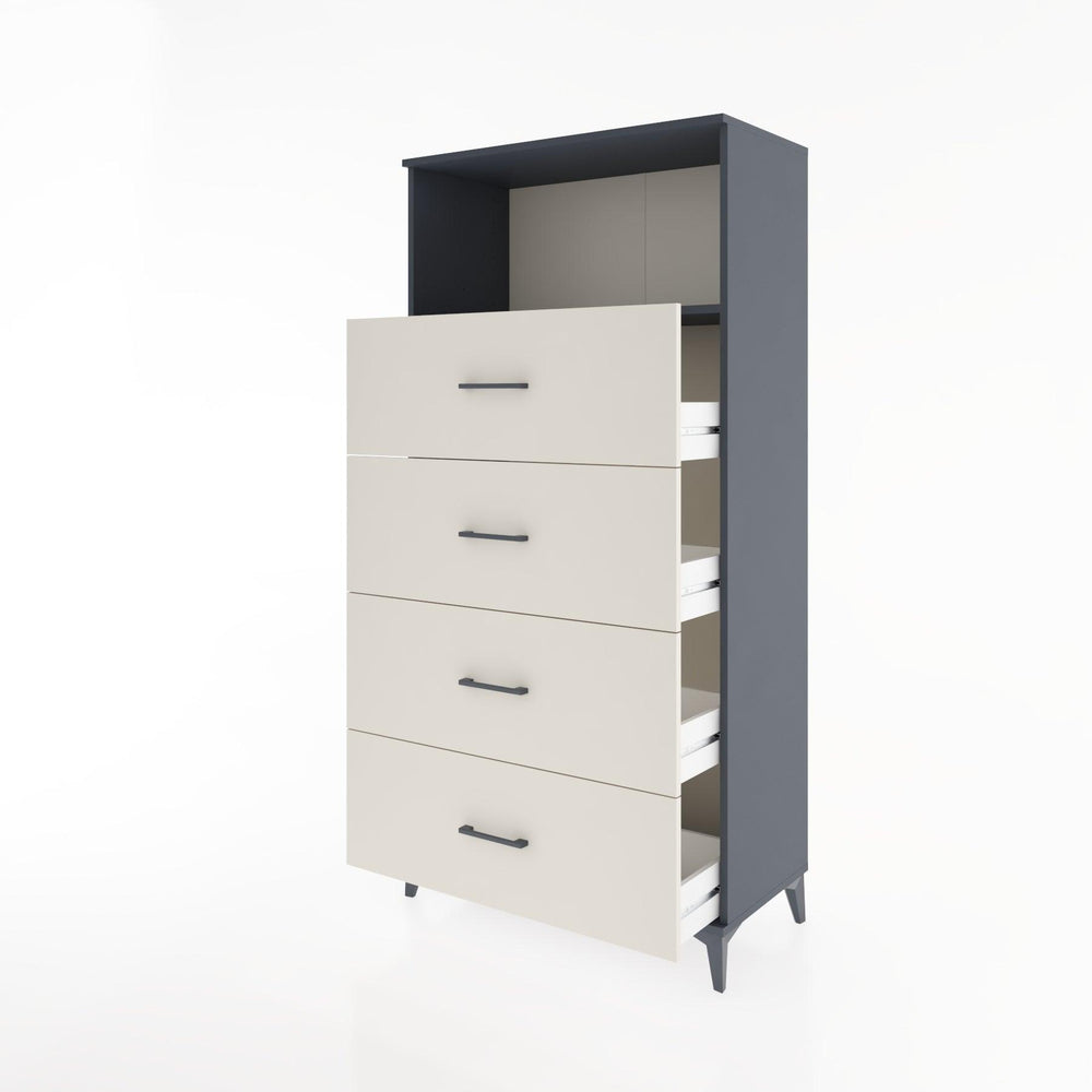 Woodntry Modüler Dolap Antrasit 88x44x170 cm Çekmeceli ve Raflı CR53-2