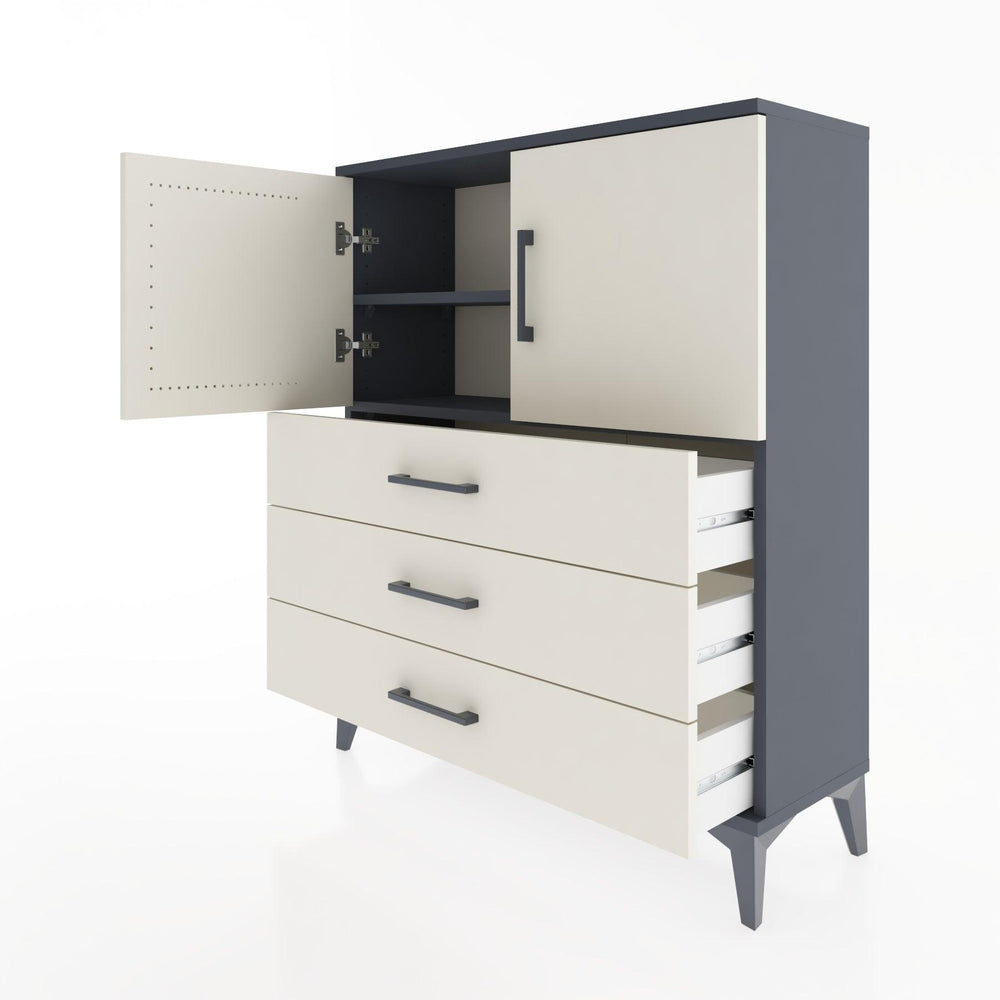 Woodntry Modüler Şifonyer Antrasit 88x30x94 cm Kapaklı ve Çekmeceli KC7-2