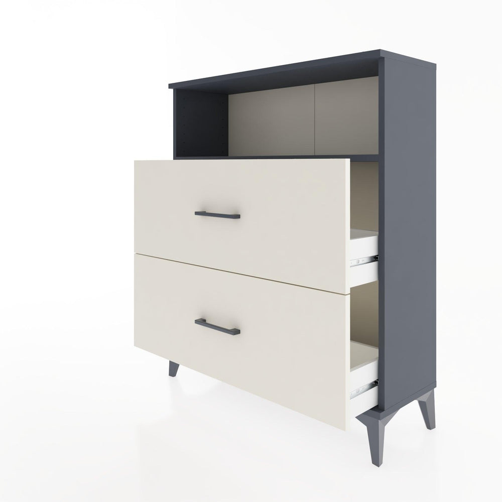 Woodntry Modüler Şifonyer Antrasit 88x30x94 cm Çekmeceli ve Raflı CR16-2