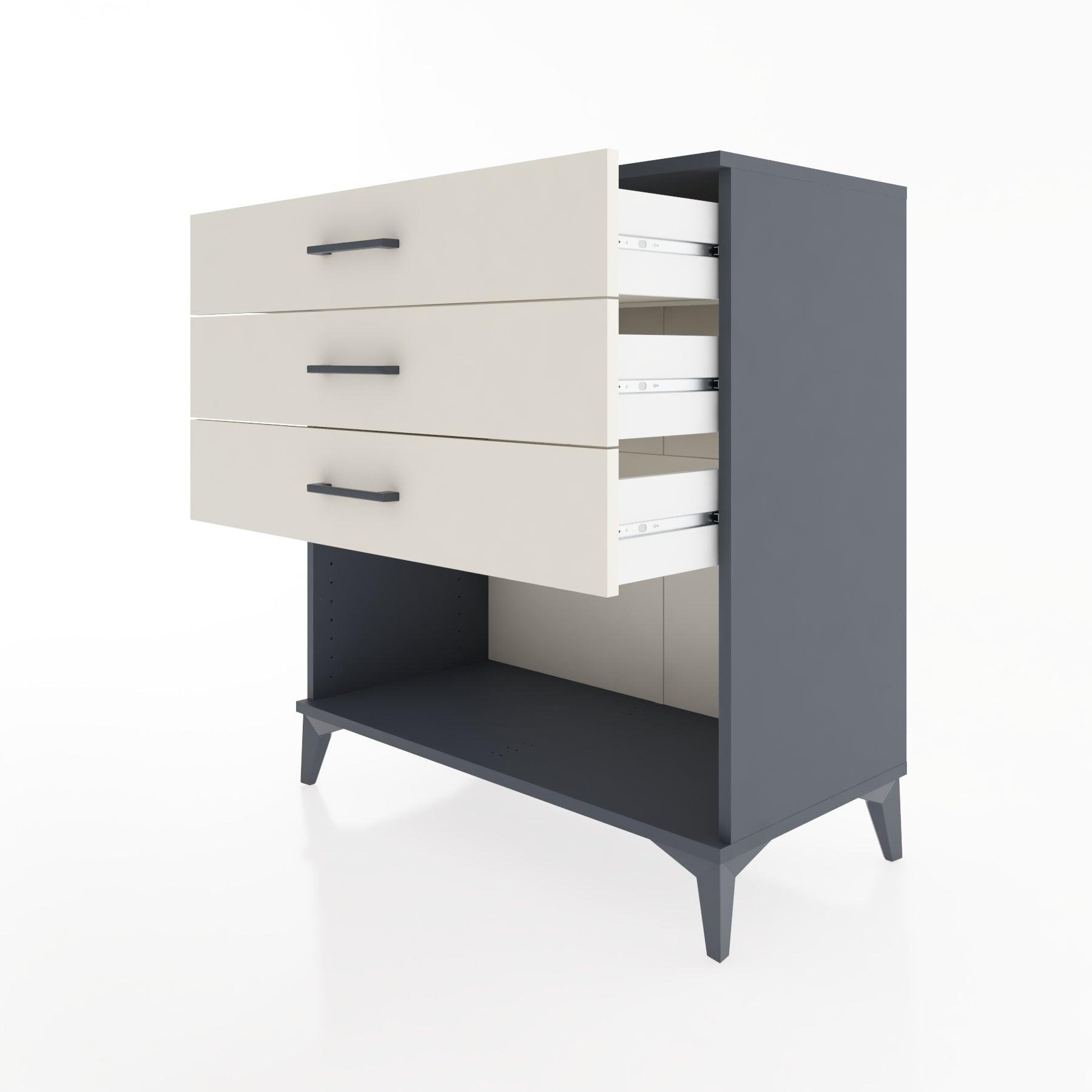 Woodntry Modüler Şifonyer Antrasit 88x44x84 cm Çekmeceli ve Raflı CR11-2
