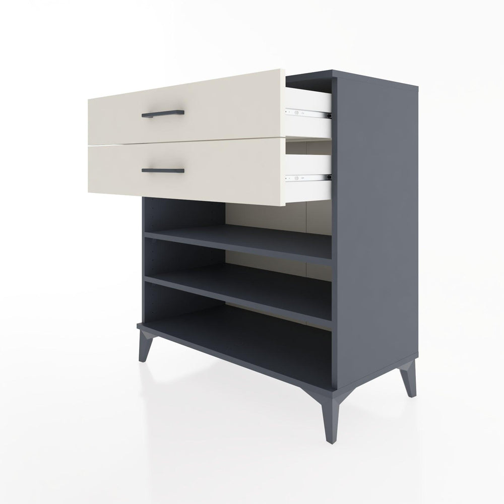 Woodntry Modüler Şifonyer Antrasit 88x44x84 cm Çekmeceli ve Raflı CR13-2